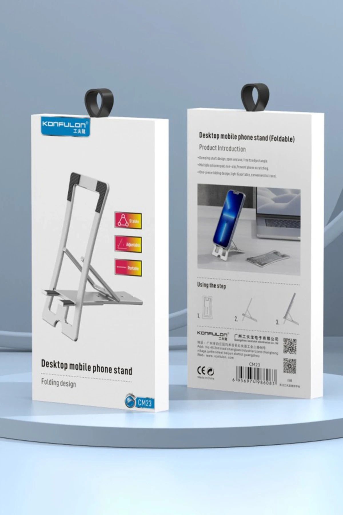 Konfulon CM23 Ayarlanabilir Katlanabilir Masaüstü Telefon Tutucu - Gümüş SVLRS