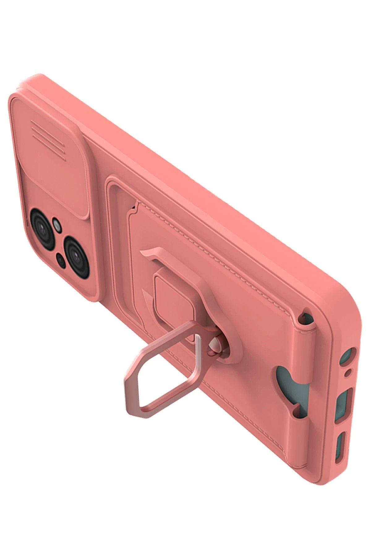NewFace Xiaomi Poco M5 Kılıf Zuma Kartvizitli Yüzüklü Silikon - Pembe SVLRS
