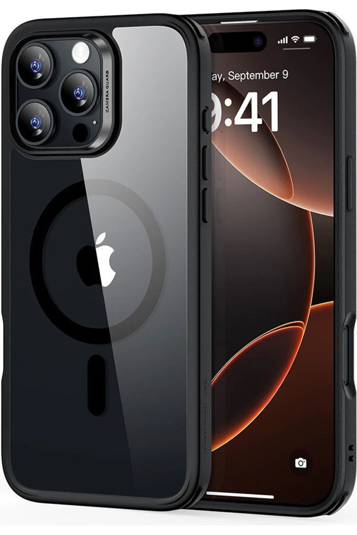ESR iPhone 16 Pro Kılıf + Ekran Koruyucu Set Halolock Magsafe Classic Hybrid Silikon - Şeffaf Siyah