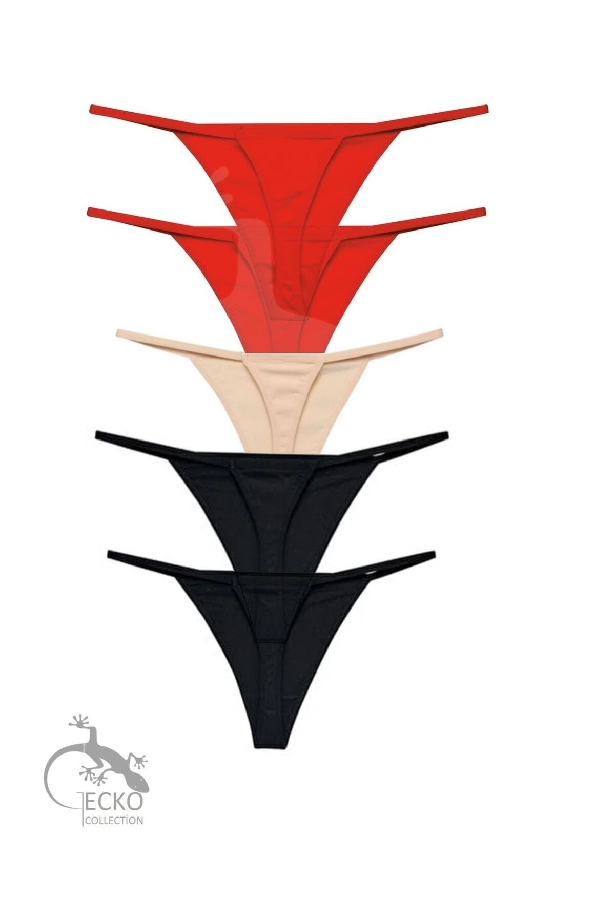 GECKO COLLECTION-String Thong Women's Panties Drawstring Elastic 5 Pieces 1