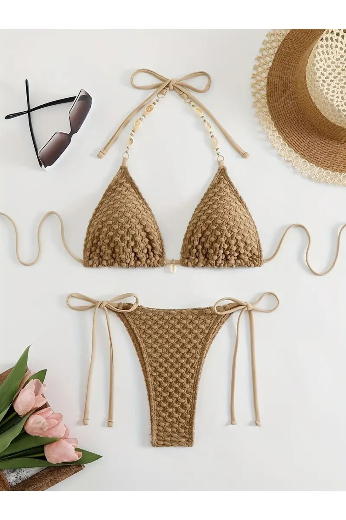 İthal Taş Detaylı Kadın Bikini Takımı