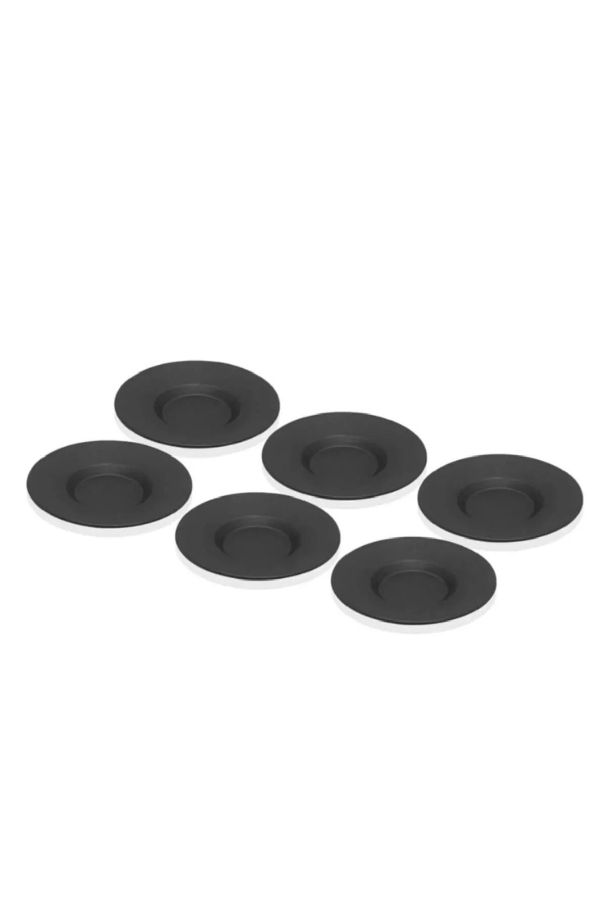 NEBİL HOME Mat Siyah Lüx Metal 6'lı Çay Tabağı