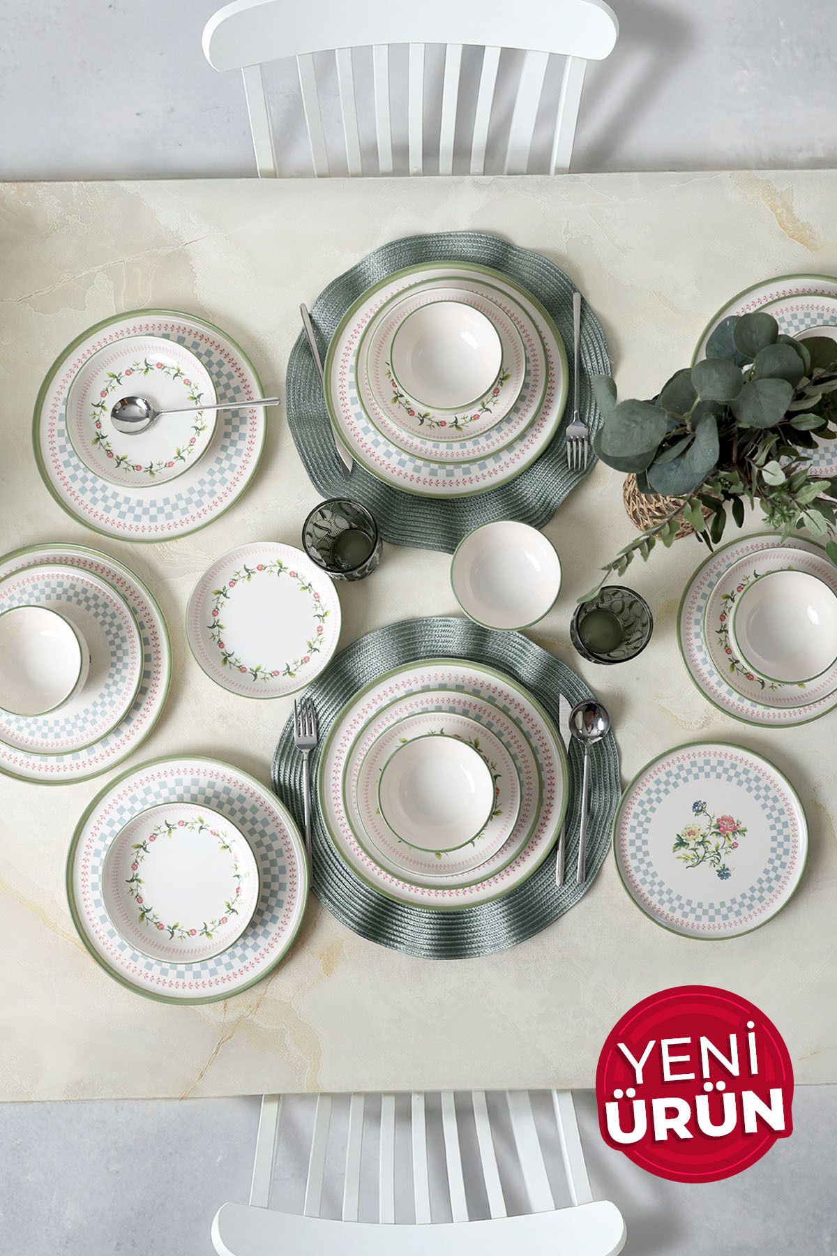 Keramika Rose Line Yemek Takımı 24 Parça 6 Kişilik 22909-10-11