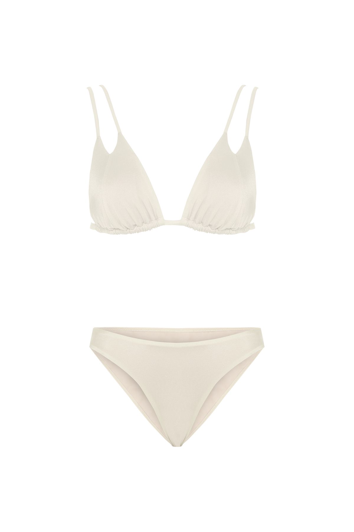 TIME MUSE Ekru Parlak Yüzeyli LENORE Bralet Üçgen Bikini Takım