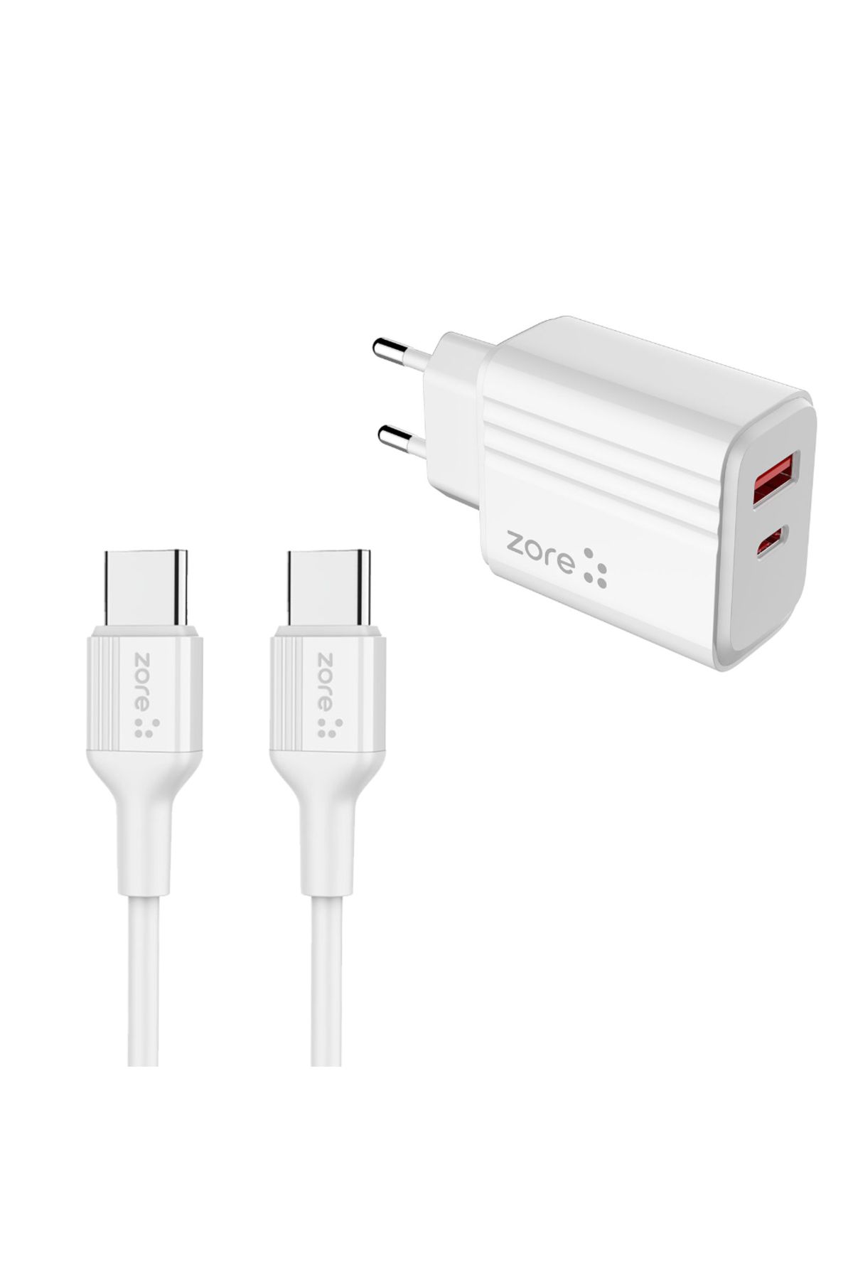 Sevela SVL Play Serisi PL07 Type-C to Type-C 2in1 PD Seyahat Şarj Aleti 20W - Beyaz