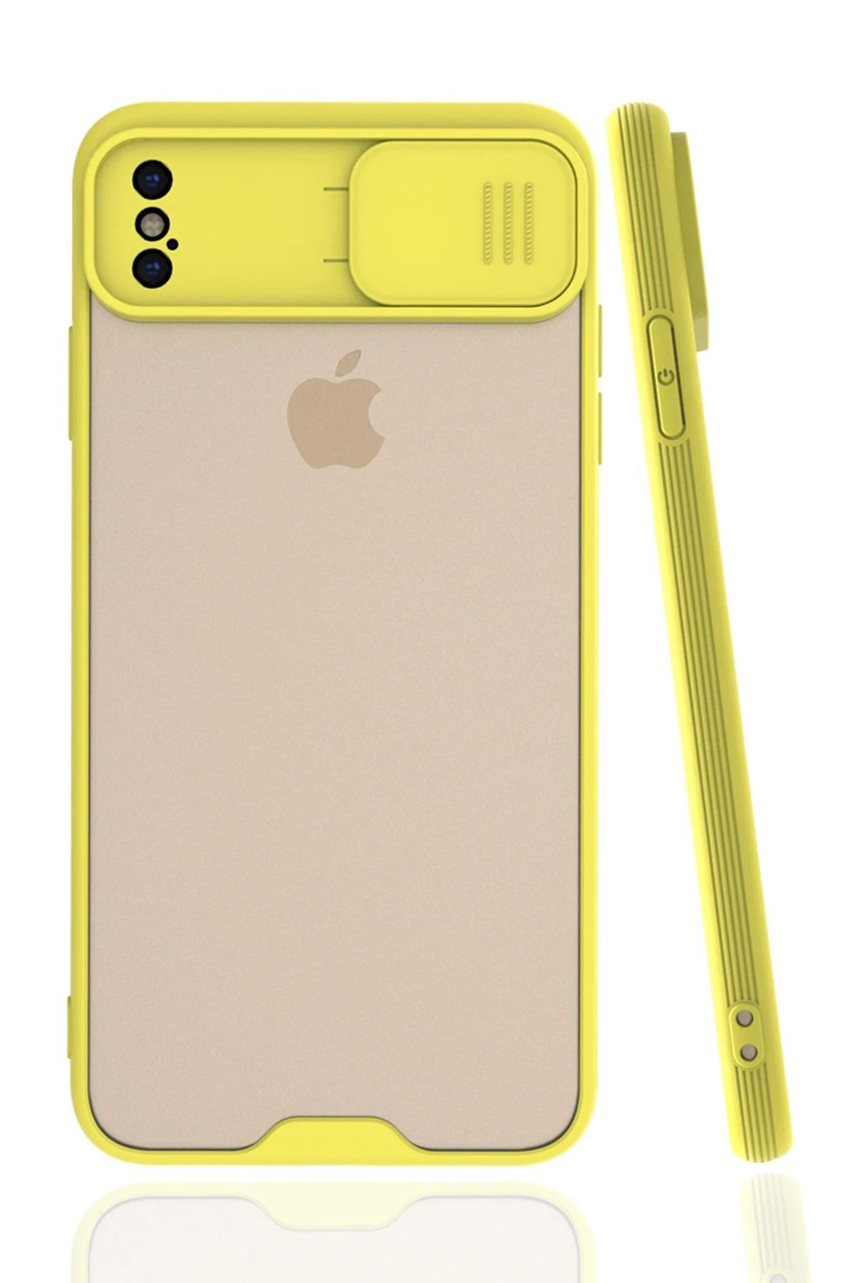 NewFace iPhone XS Max Kılıf Platin Kamera Koruma Silikon - Sarı WLZOR