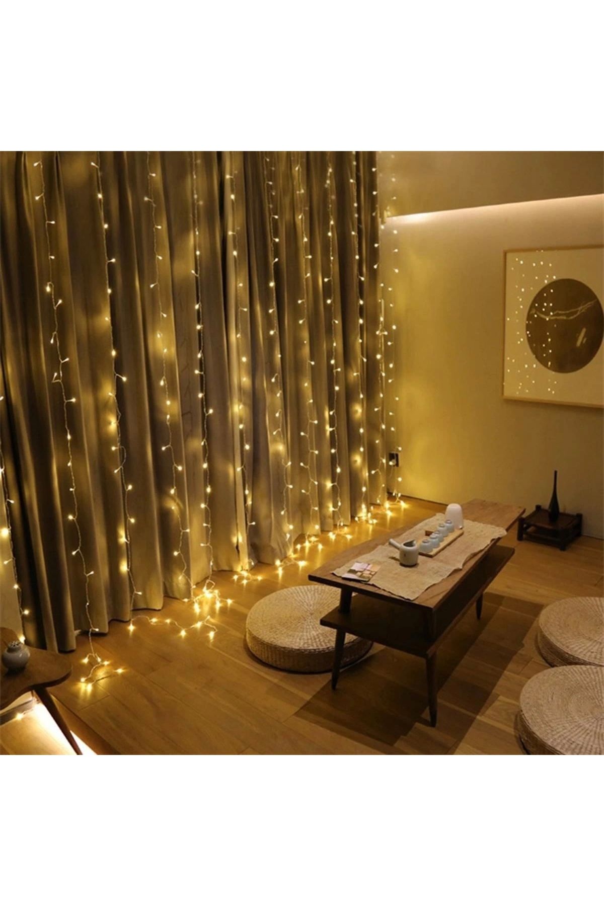 STOREMAX 8 Fonksiyonlu 200 Led 10 Saçak Şerit Led 2x2 Perde İp Led (Gün Işığı) (5047)