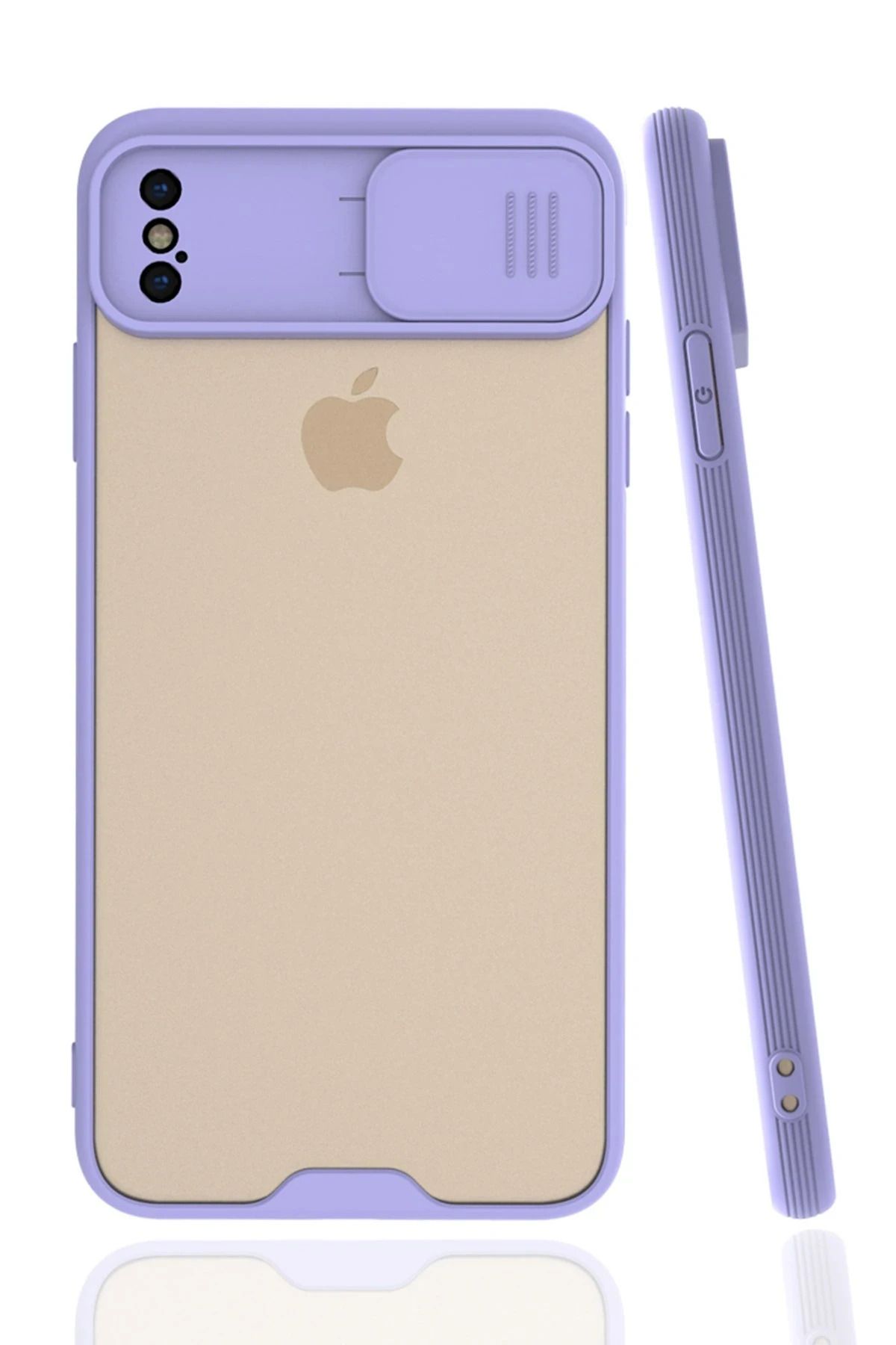 NewFace iPhone XS Max Kılıf Platin Kamera Koruma Silikon - Lila WLZOR