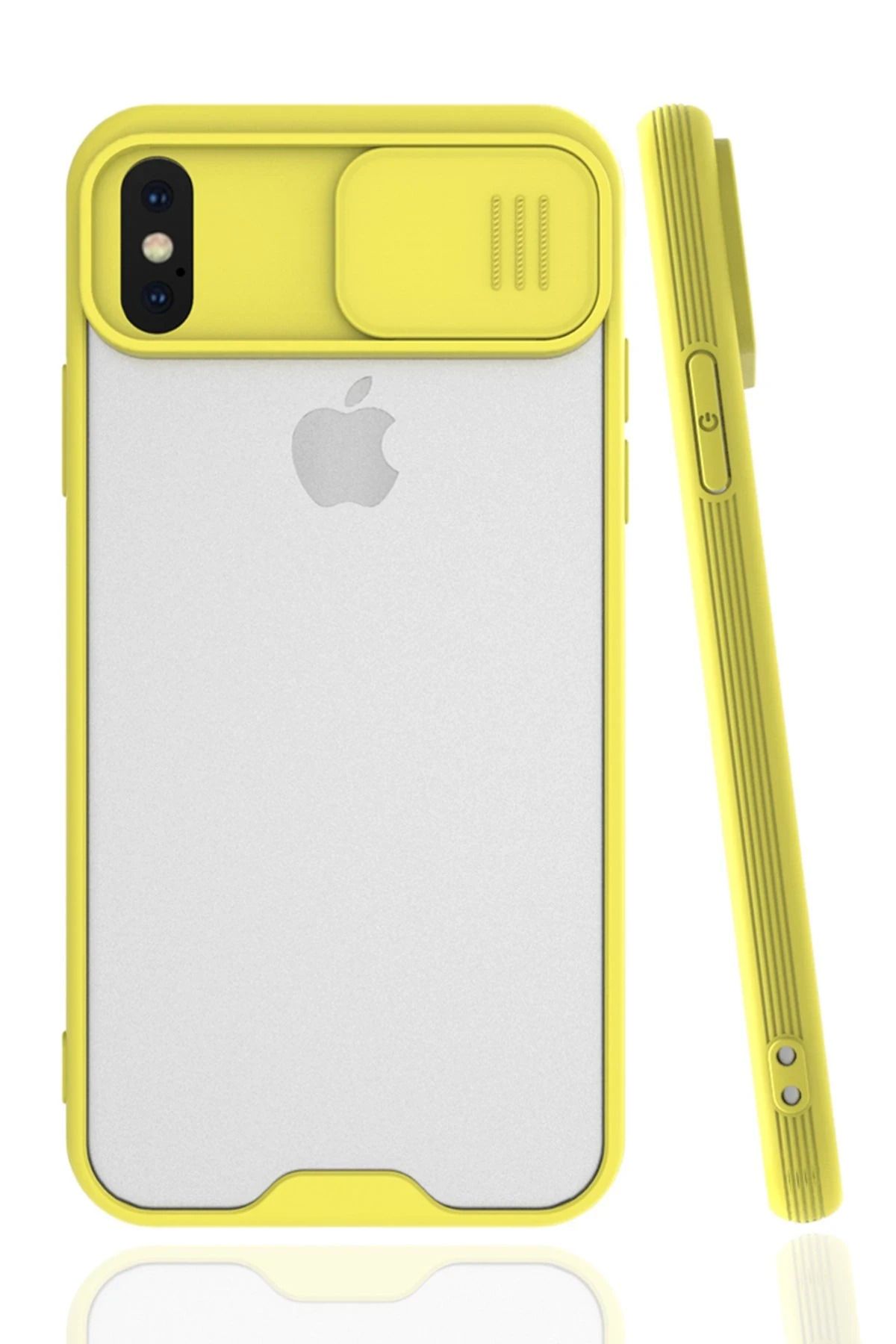 NewFace iPhone X Kılıf Platin Kamera Koruma Silikon - Sarı WLZOR