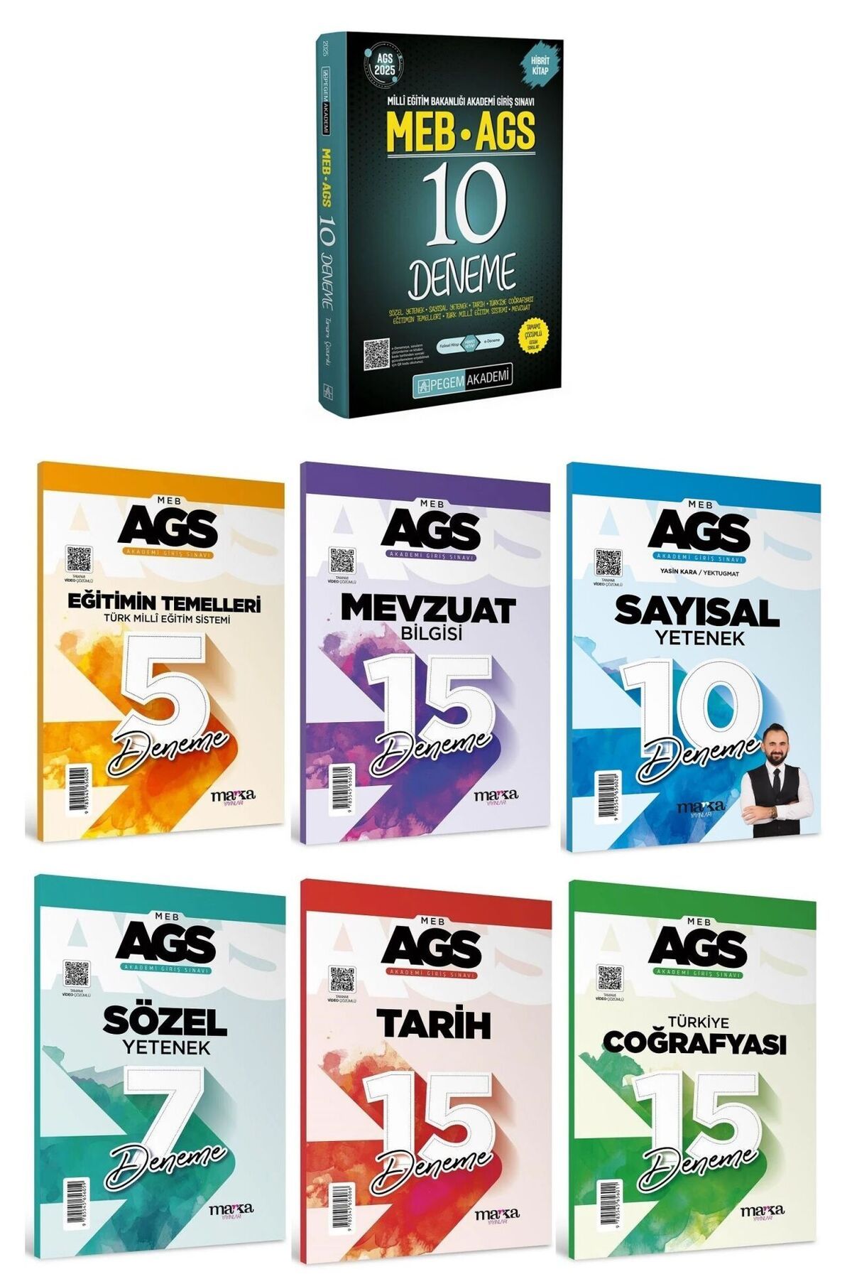 Pegem Akademi Yayıncılık Pegem + Marka 2025 MEB-AGS Tüm Dersler 10+67 Deneme 7 li Set Pegem Akademi + Marka Yayınları