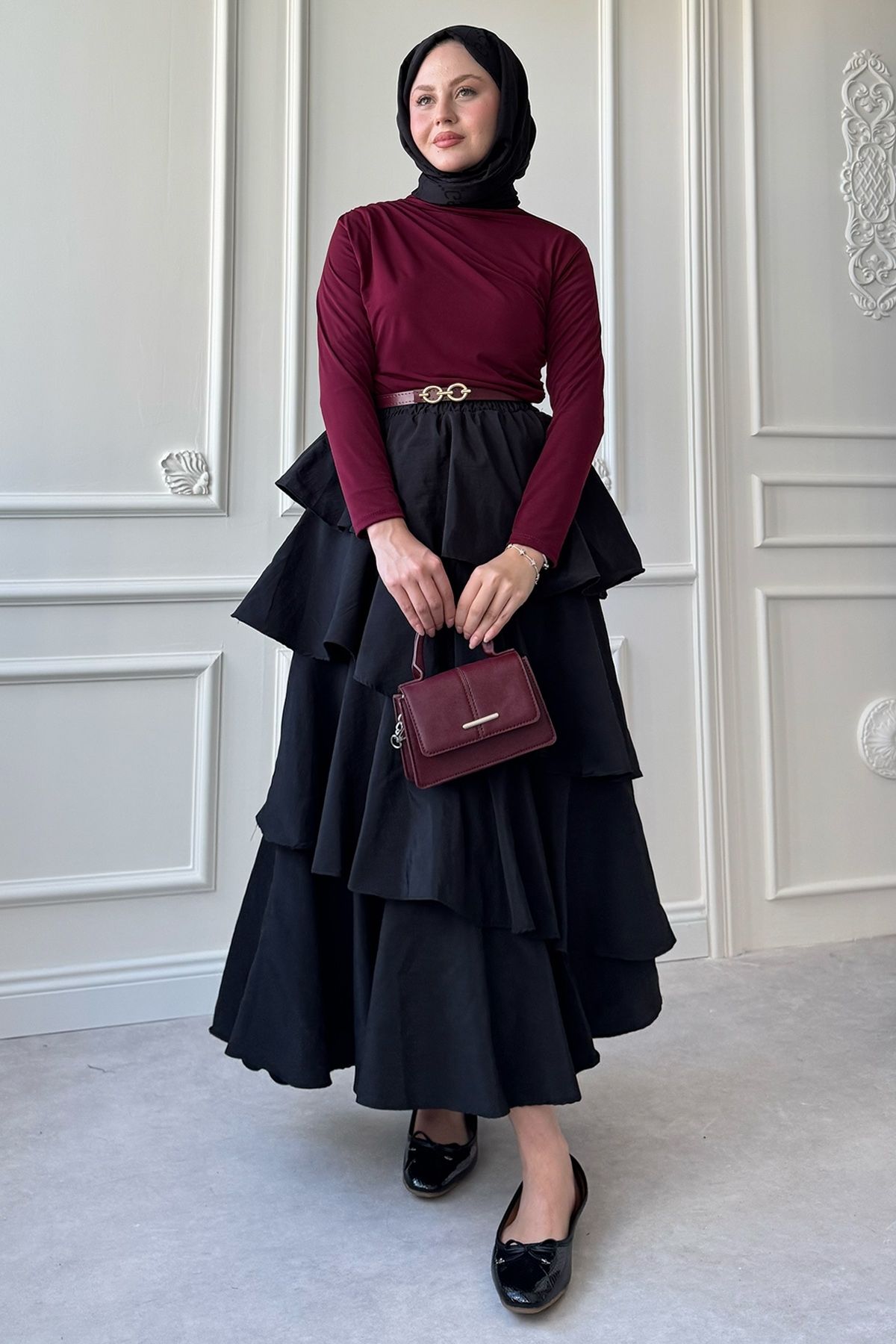 InStyle-Gathered Burgundy Sandy Blouse 2