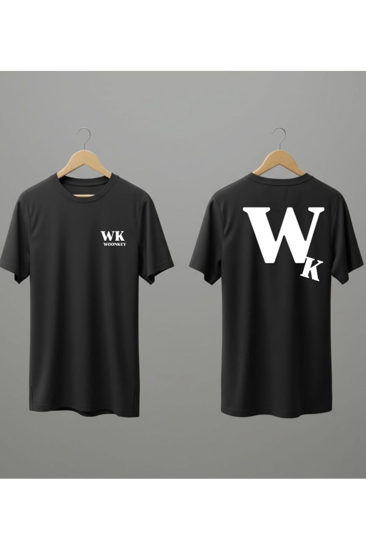 woonkey UNISEX OVERSİZE WK ÖN VE SIRT BASKILI BİSİKLET YAKA TİŞÖRT RAHAT KALIP YENİ SEZON