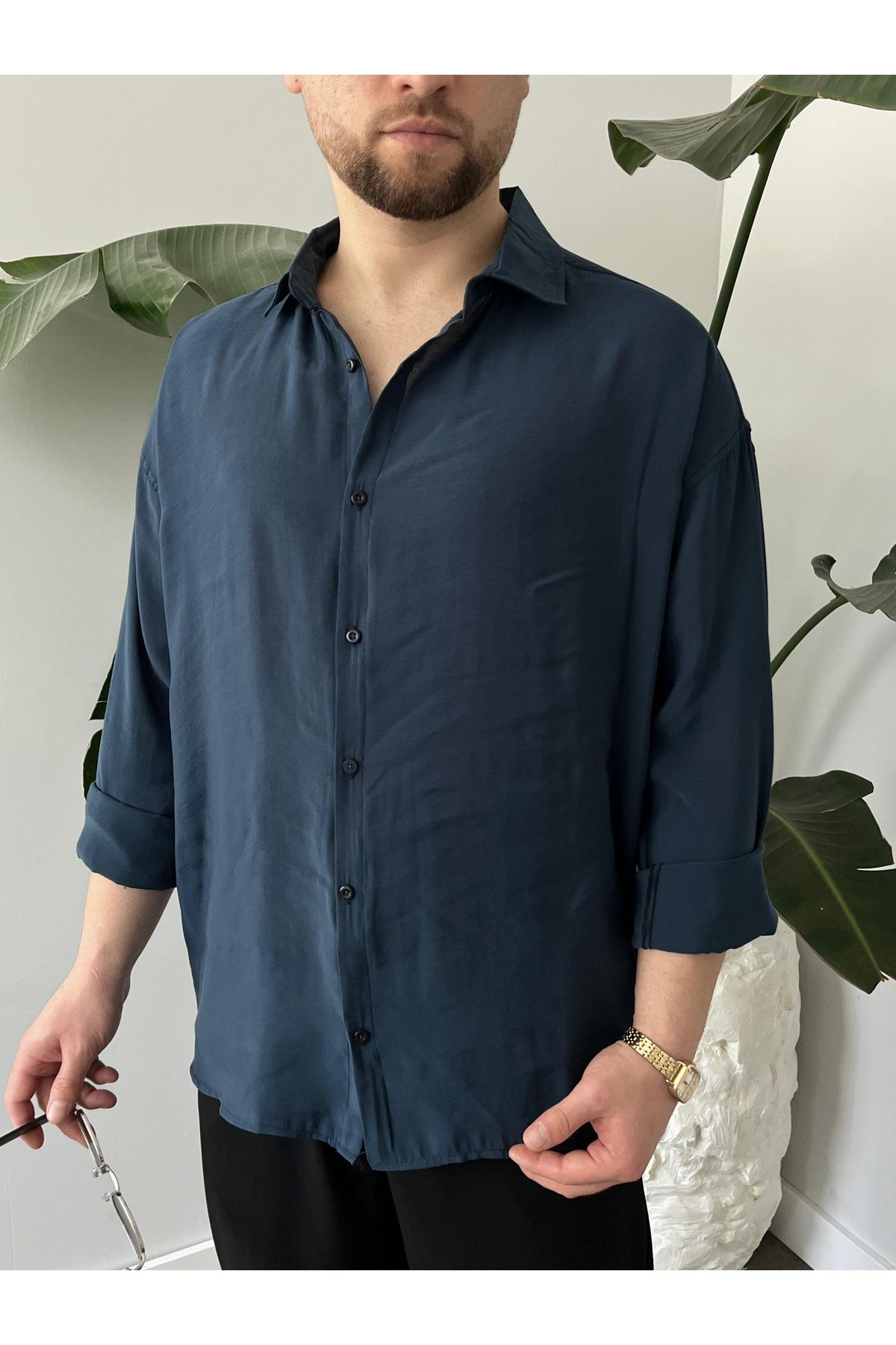 HAWKKİNG Erkek Oversize Modal Gömlek
