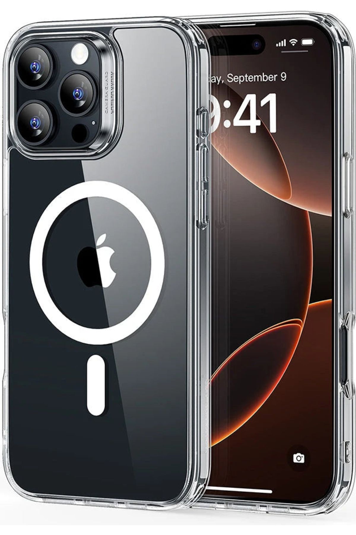 ESR iPhone 16 Pro Uyumlu Kılıf + Ekran Koruyucu Set Halolock Magsafe Classic Hybrid Silikon - Şeffaf