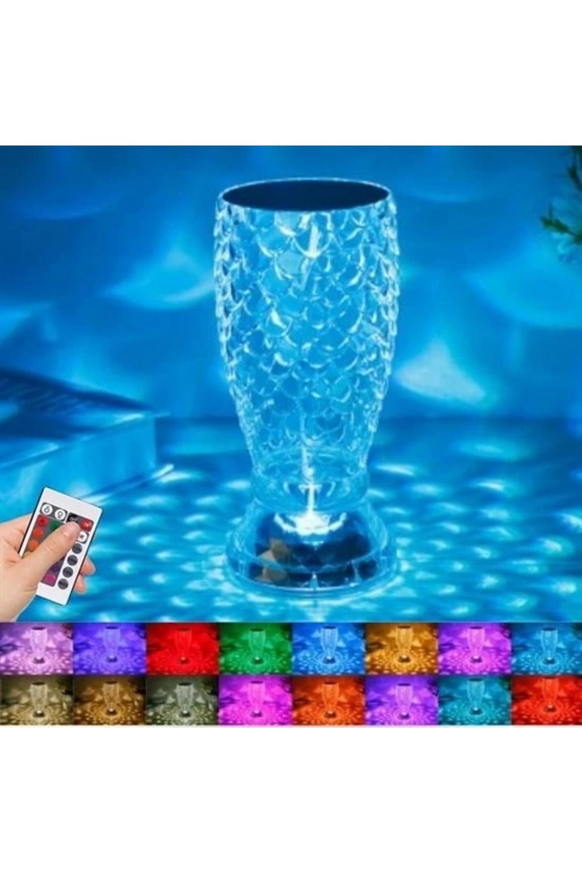 STOREMAX Balık Süzgeç Model USB Şarjlı Kumandalı 16Farklı Işık Modlu Masa Üstü Kristal Akrilik Led (5047)