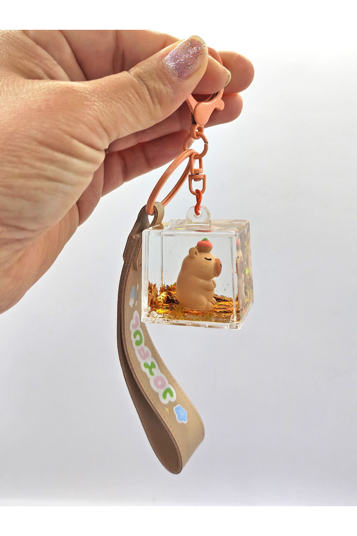 Limmy-Capybara Keychain Capybara Water Sequin Cube Keychain - Cupcake 4