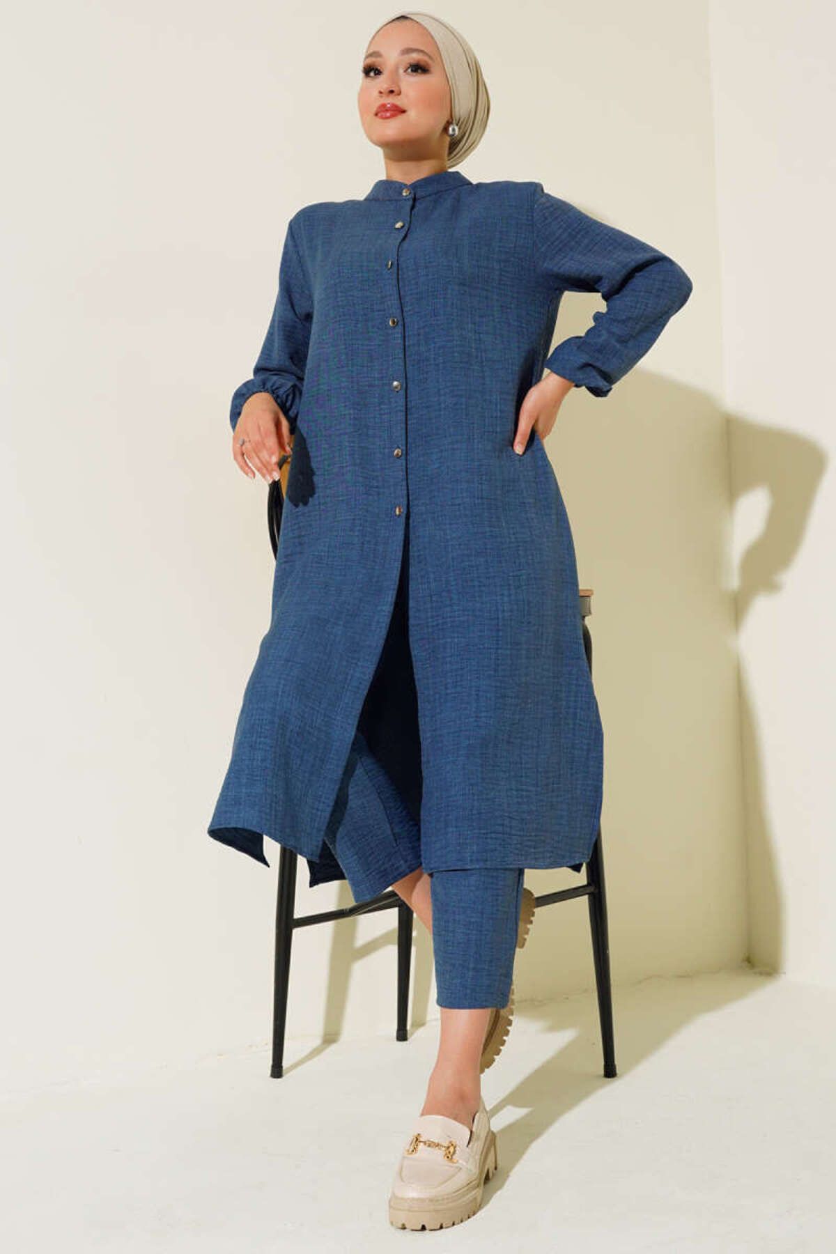 Lucia Fashion Yırtmaç Detaylı Tunik Pantolon İkili Takım