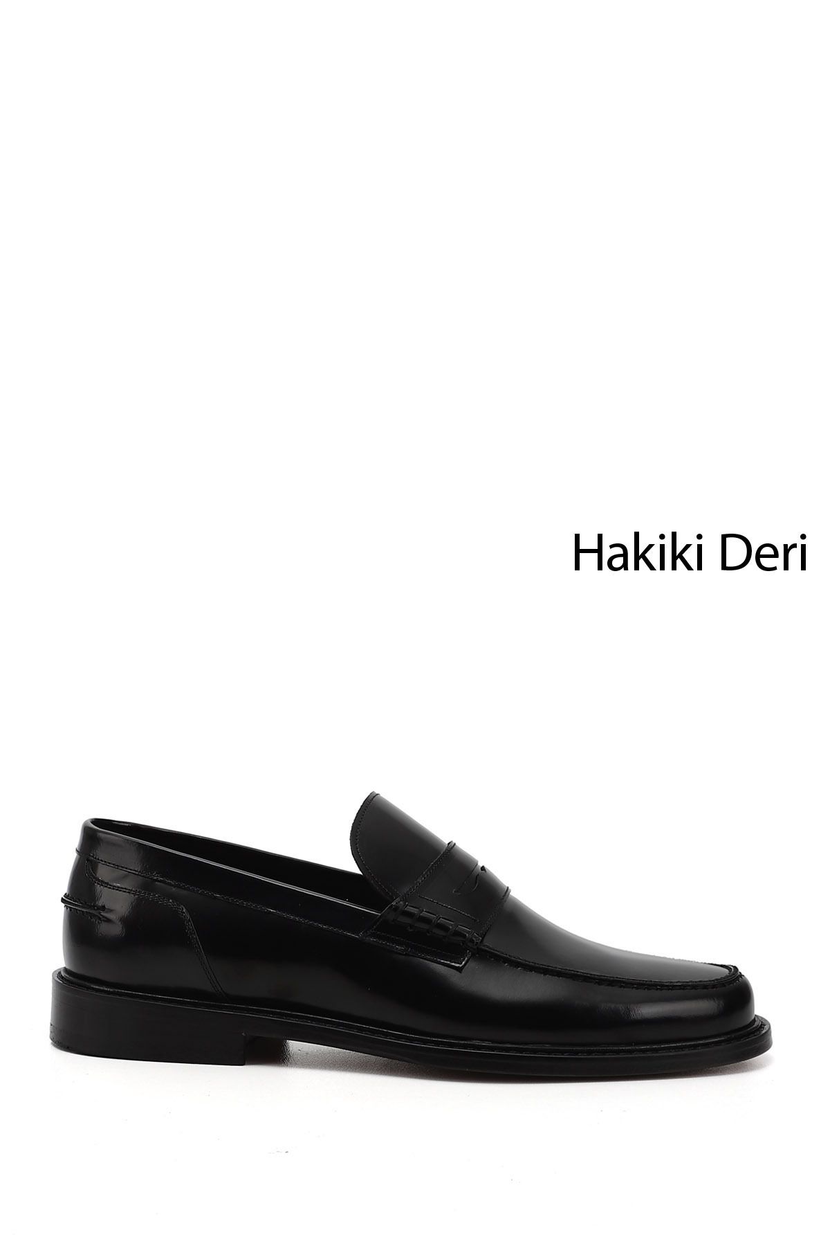 GÖNDERİ(R) Erkek Siyah Açma Kösele Taban Hakiki Deri Loafer Ayakkabı