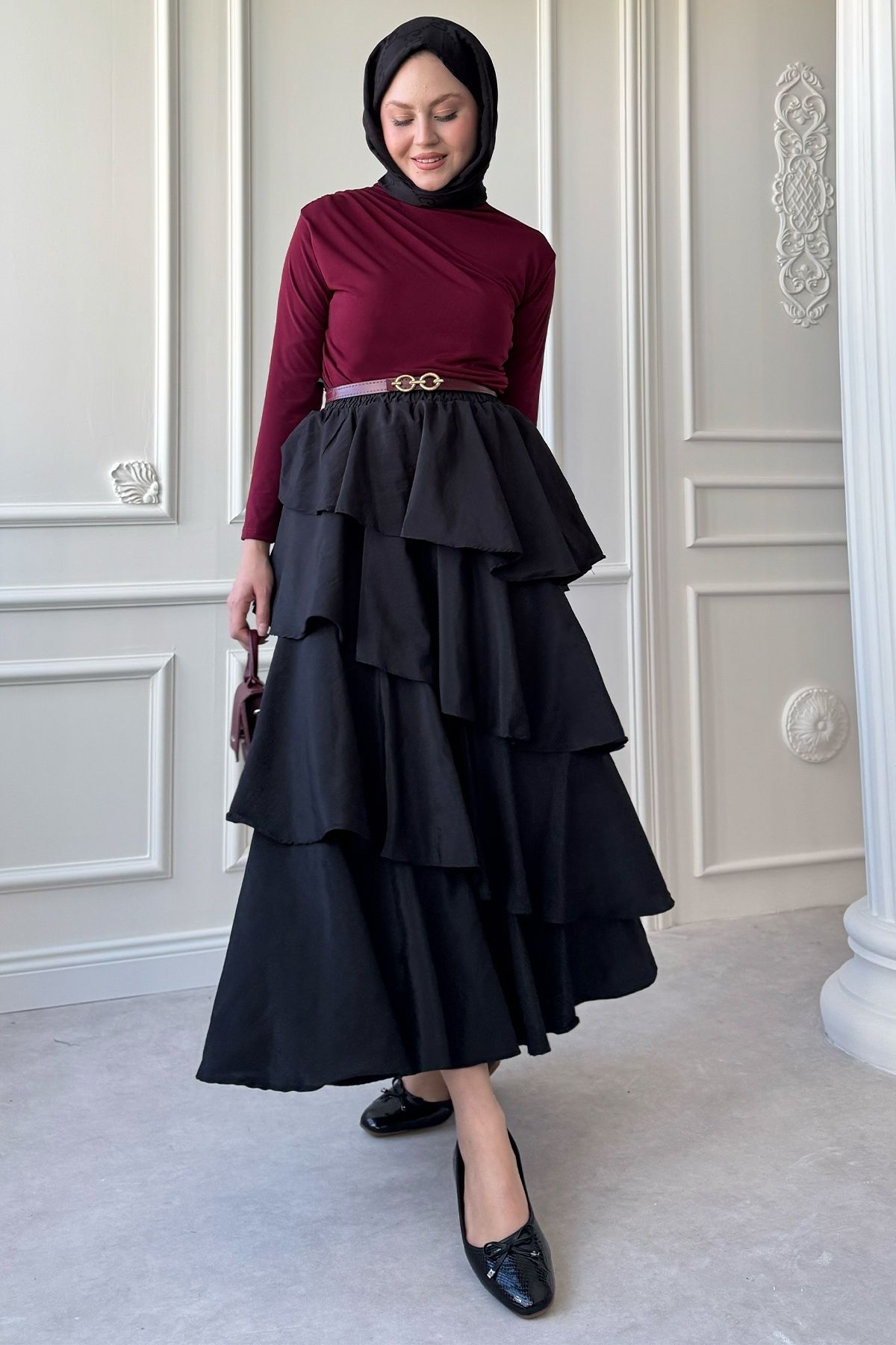 InStyle-Gathered Burgundy Sandy Blouse 5