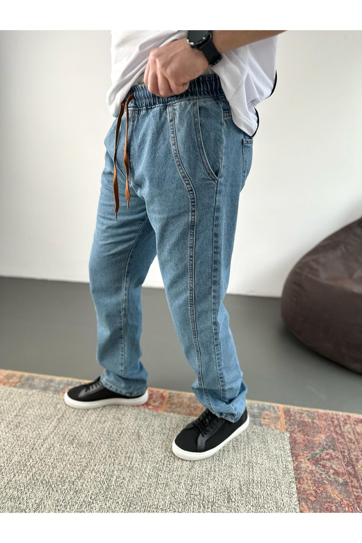tiggirmoda Beli Lastıkli Baggy Kot Pantolon