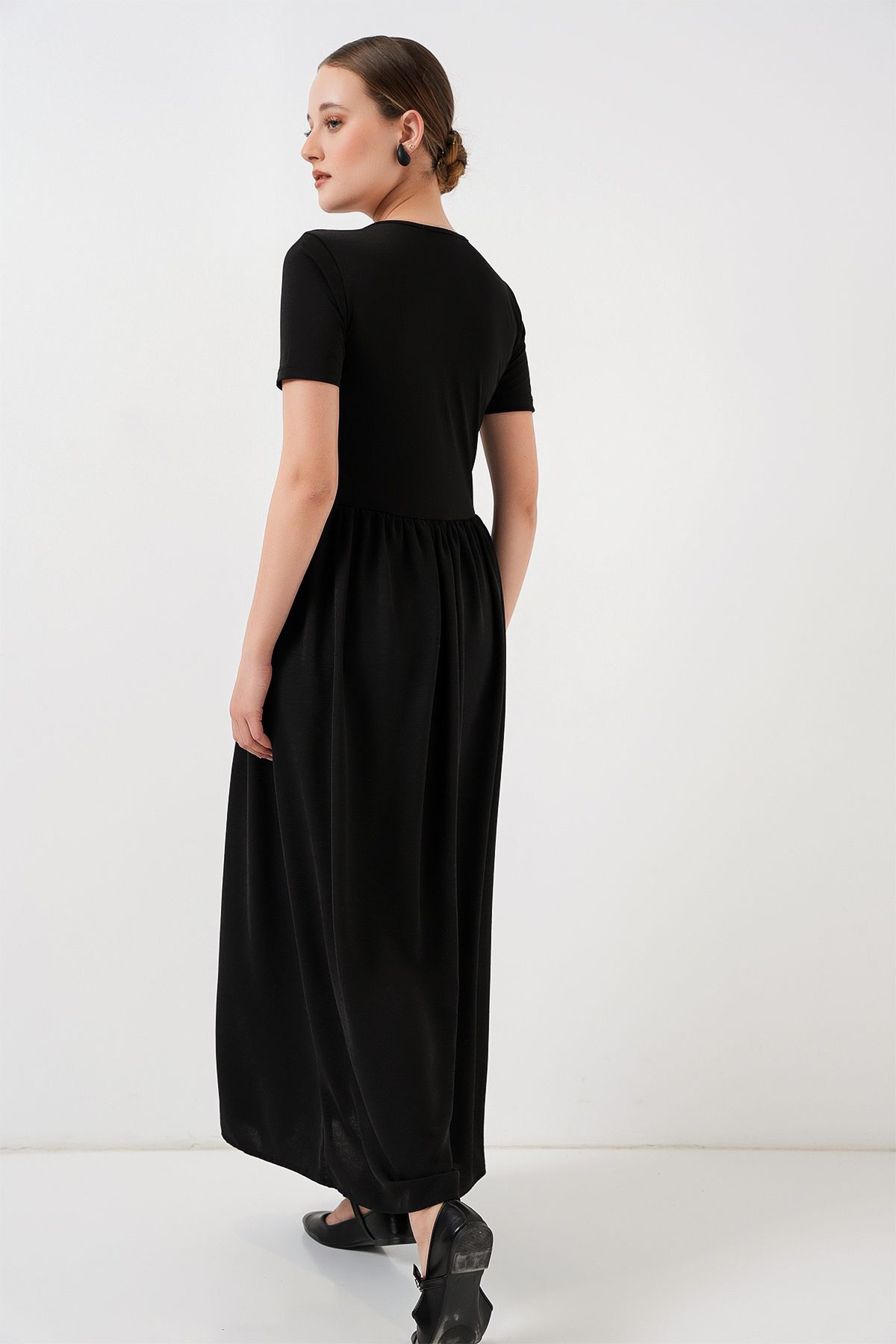 Bigdart-Kurzärmliges langes Kleid 2551 – Schwarz 6