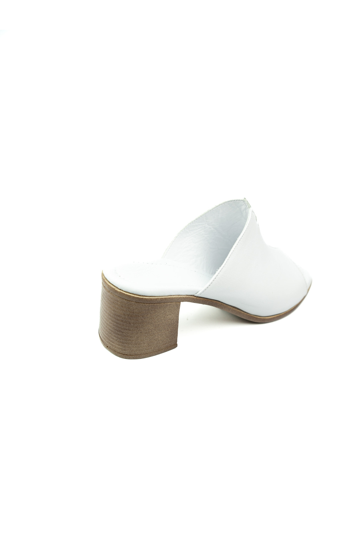 Charmia-Babalı 1513 Charmia Heeled White Leather Women's Slippers 4