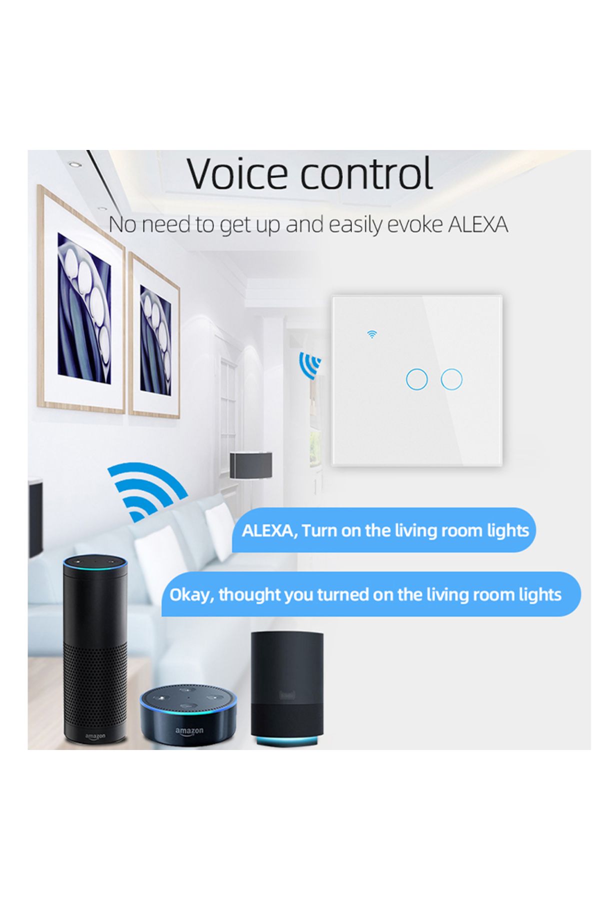 OEM-Intrerupator Inteligent Cu Touch, Wifi, Control La Distanta,sticla Securizata,10a, 2 Canale, Alb 7
