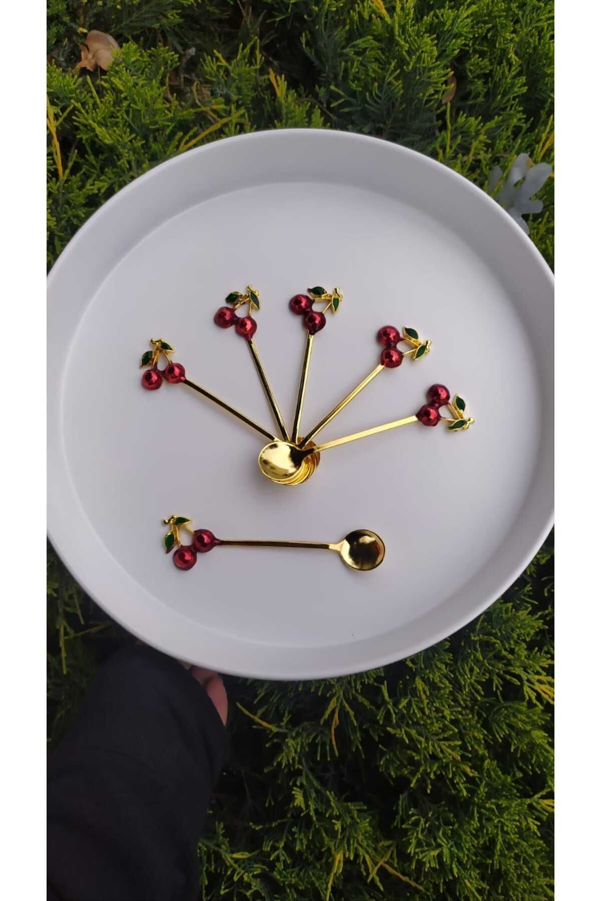 Kitchen Line GOLD KİRAZ DETAYLI ZAMAK ÇAY KAŞIĞI 6 LI