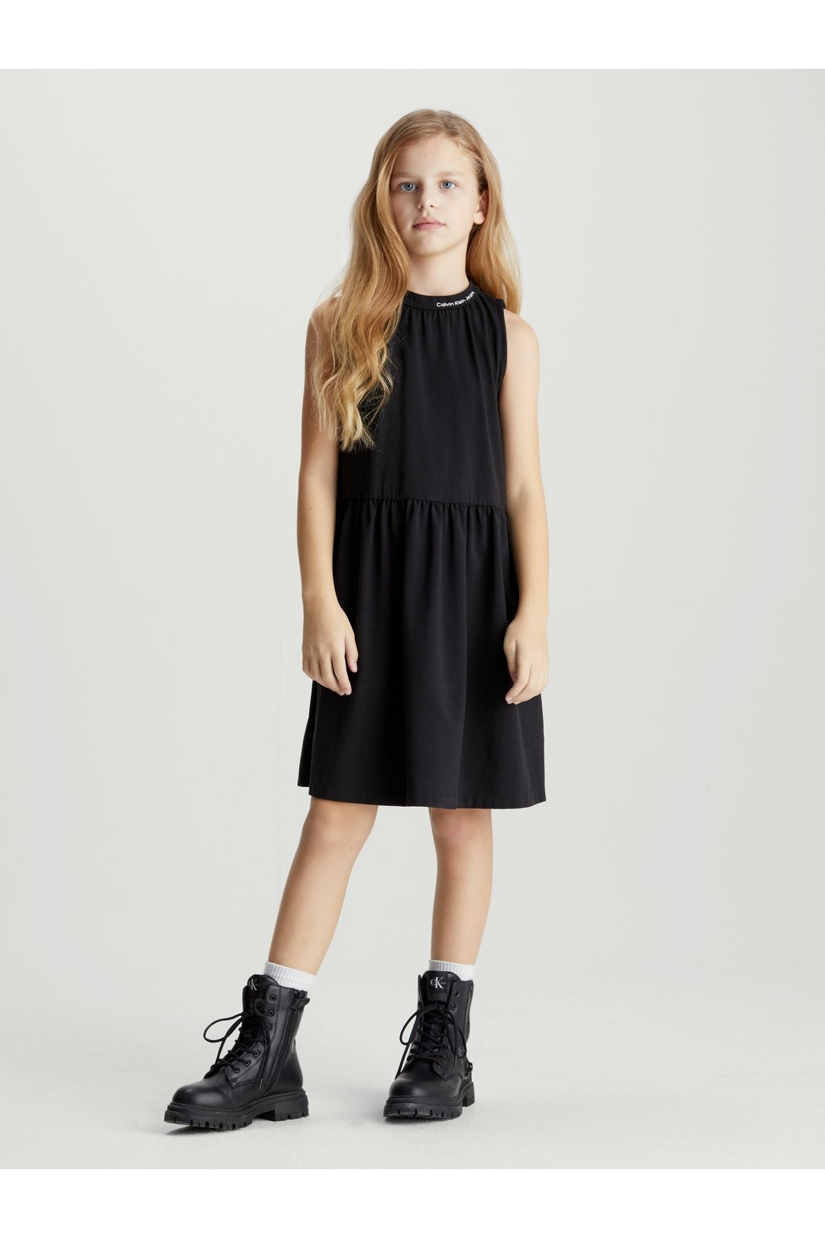 Calvin Klein-Girls Black Flare Dress 4