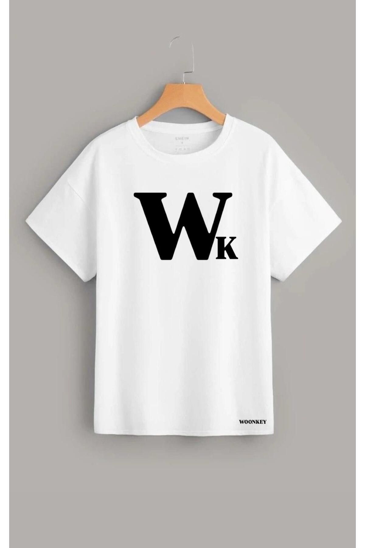woonkey UNISEX OVERSİZE WK BASKILI BİSİKLET YAKA TİŞÖRT