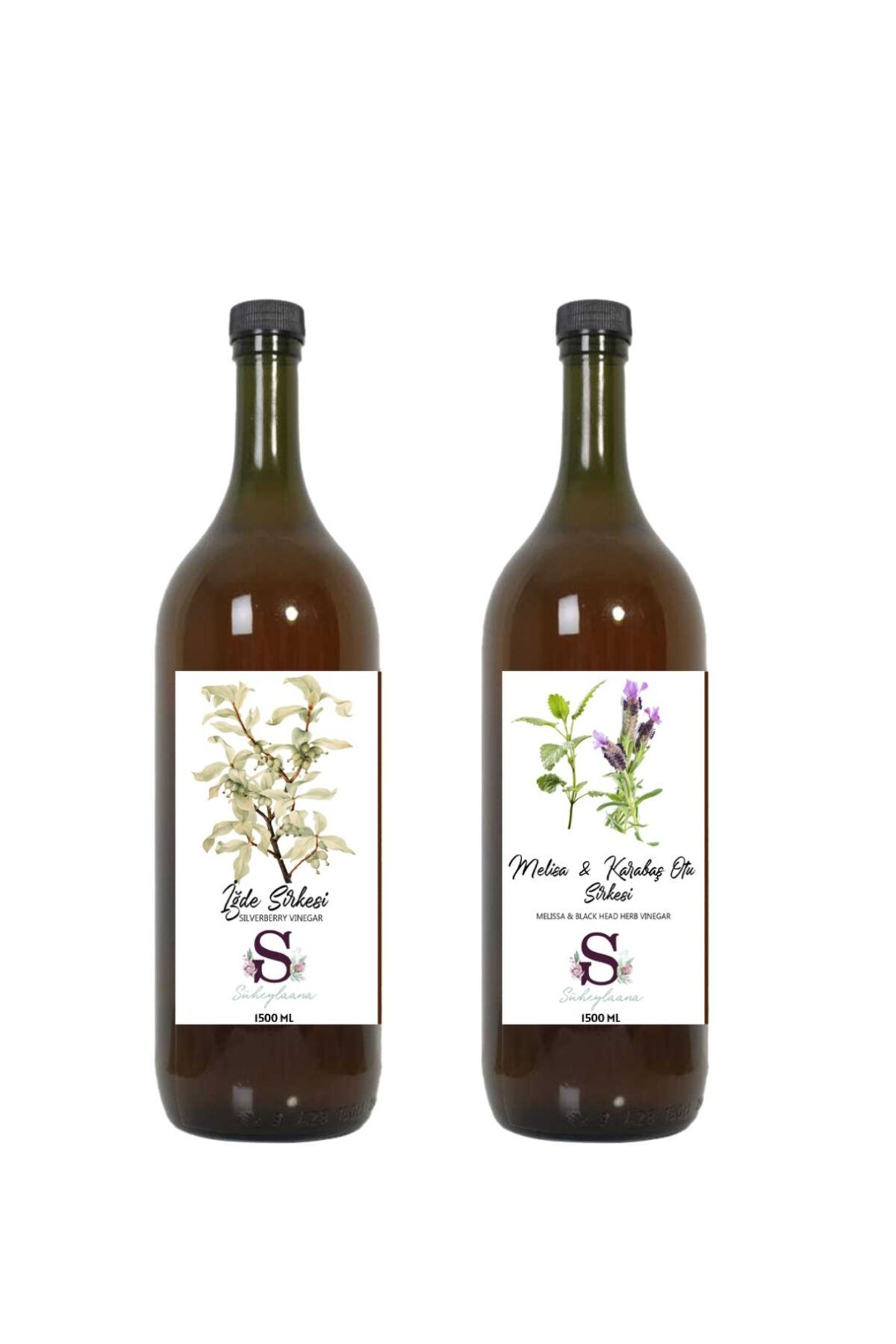 Süheylaana Doğal İğde Sirkesi 1500 Ml - Doğal Melisa Karabaş Otu Sirkesi 1500 Ml