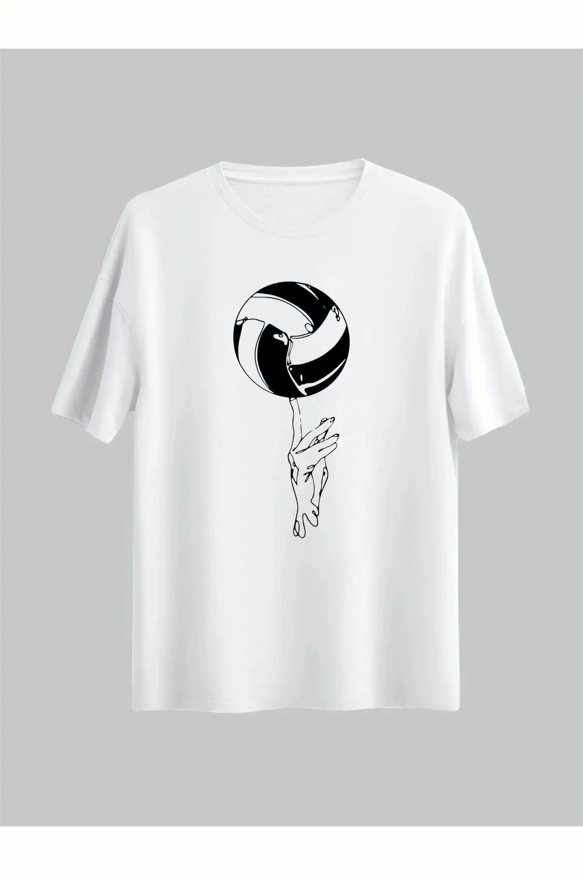 FeaR LeeS Voleybol Çizgisel El Tasarım Voleybolcu Top Spor Hediye Kombin Unisex Regular Tshirt