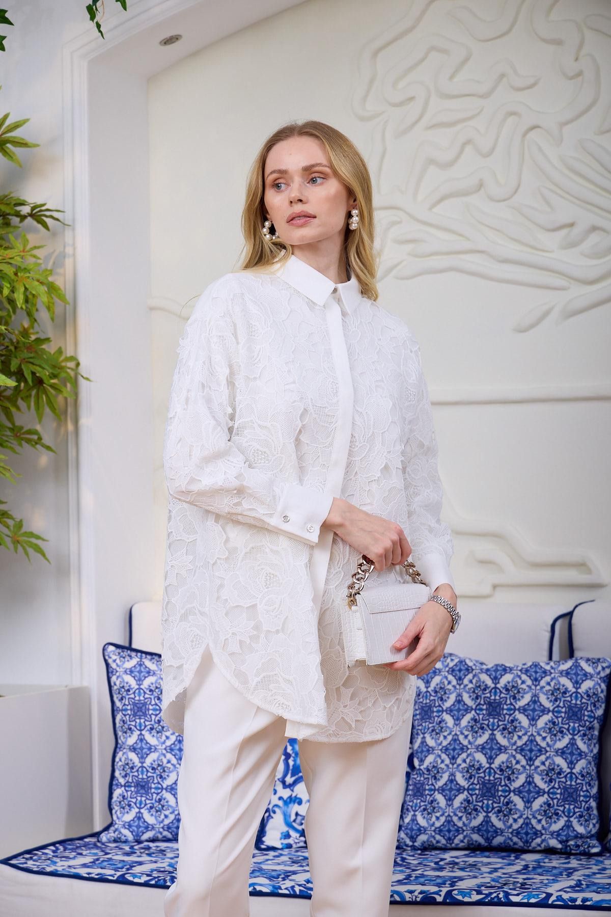 Moodbasic Marwa by moodbasic FRANSIZ DANTELLİ GÖMLEK