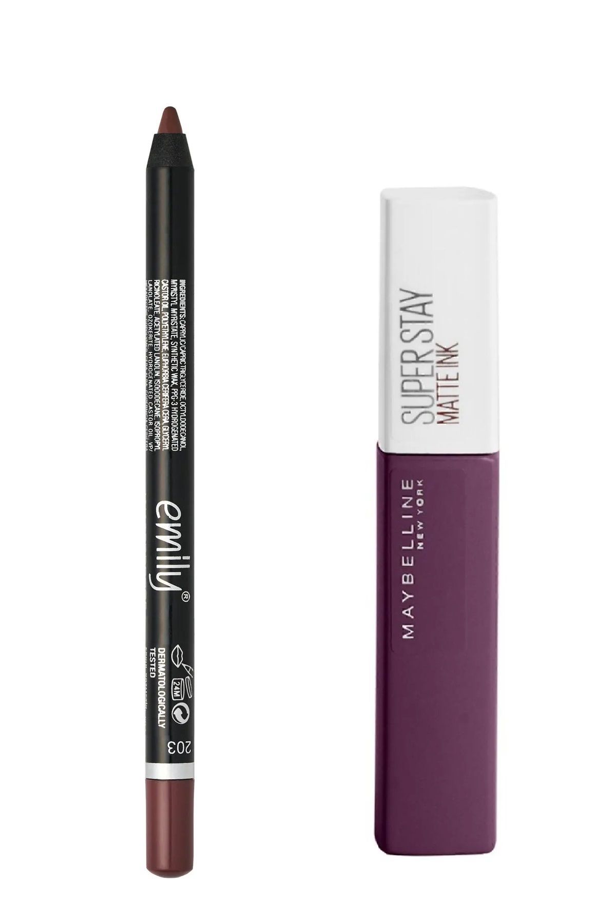 EMILY Dudak Kalemi No: 203 & Maybelline New York Super Stay Matte Ink Likit Mat Ruj
