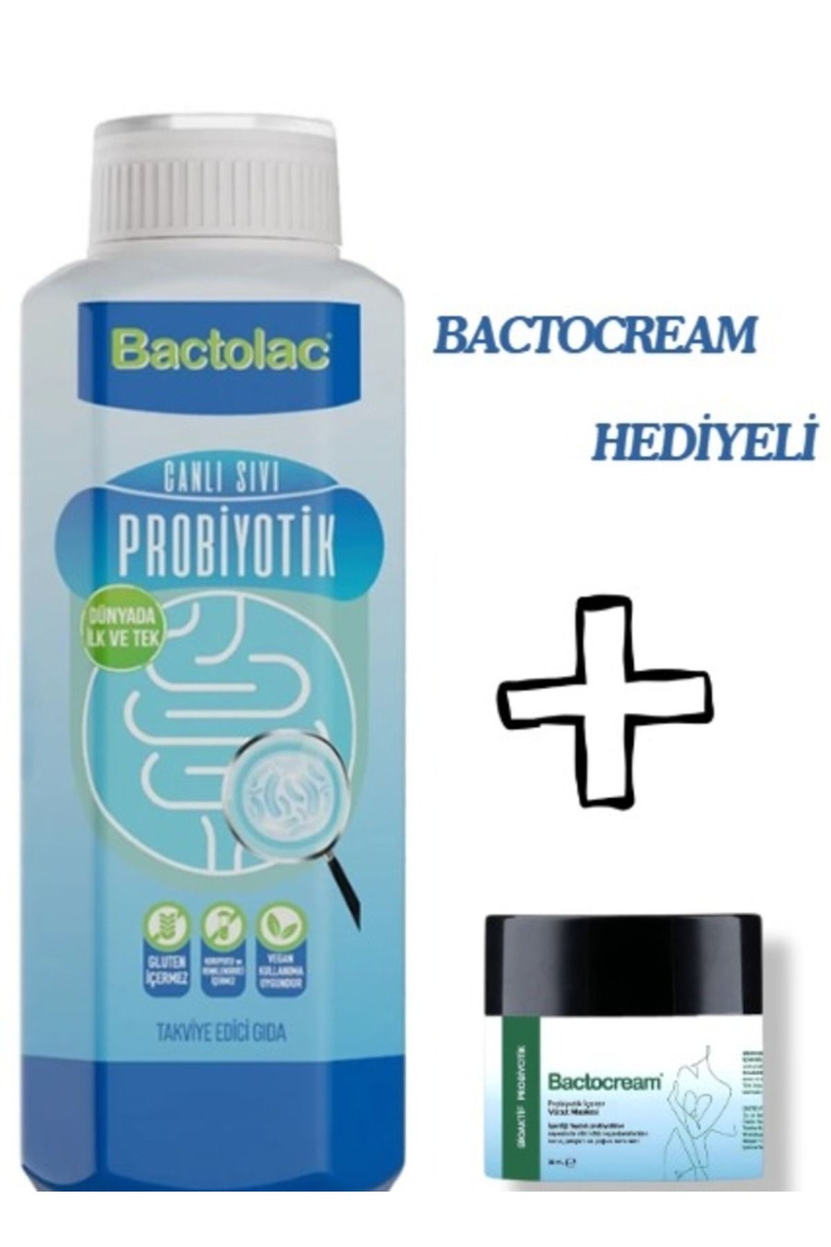 Bactolac Bactocream Hediyeli Aktif Probiyotik - 1000 ml (DÜNYADA CANLI ORGANİZMA IÇEREN TEK SIVI PROBİYOTİK)