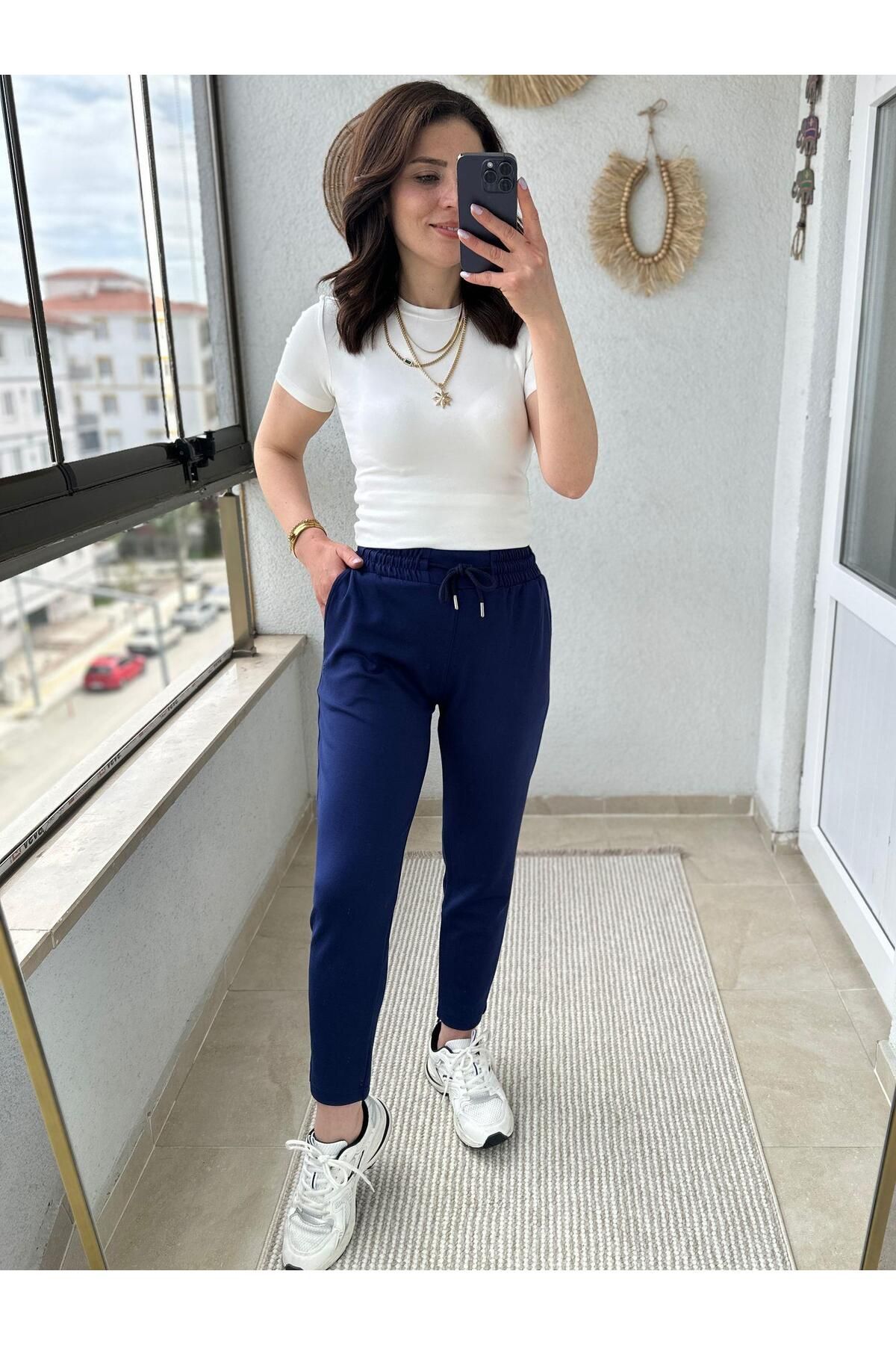 TUNAM BUTİK MODAL KUMAŞ YIRTMAÇLI PANTOLON PAÇA EŞOFMAN ALT