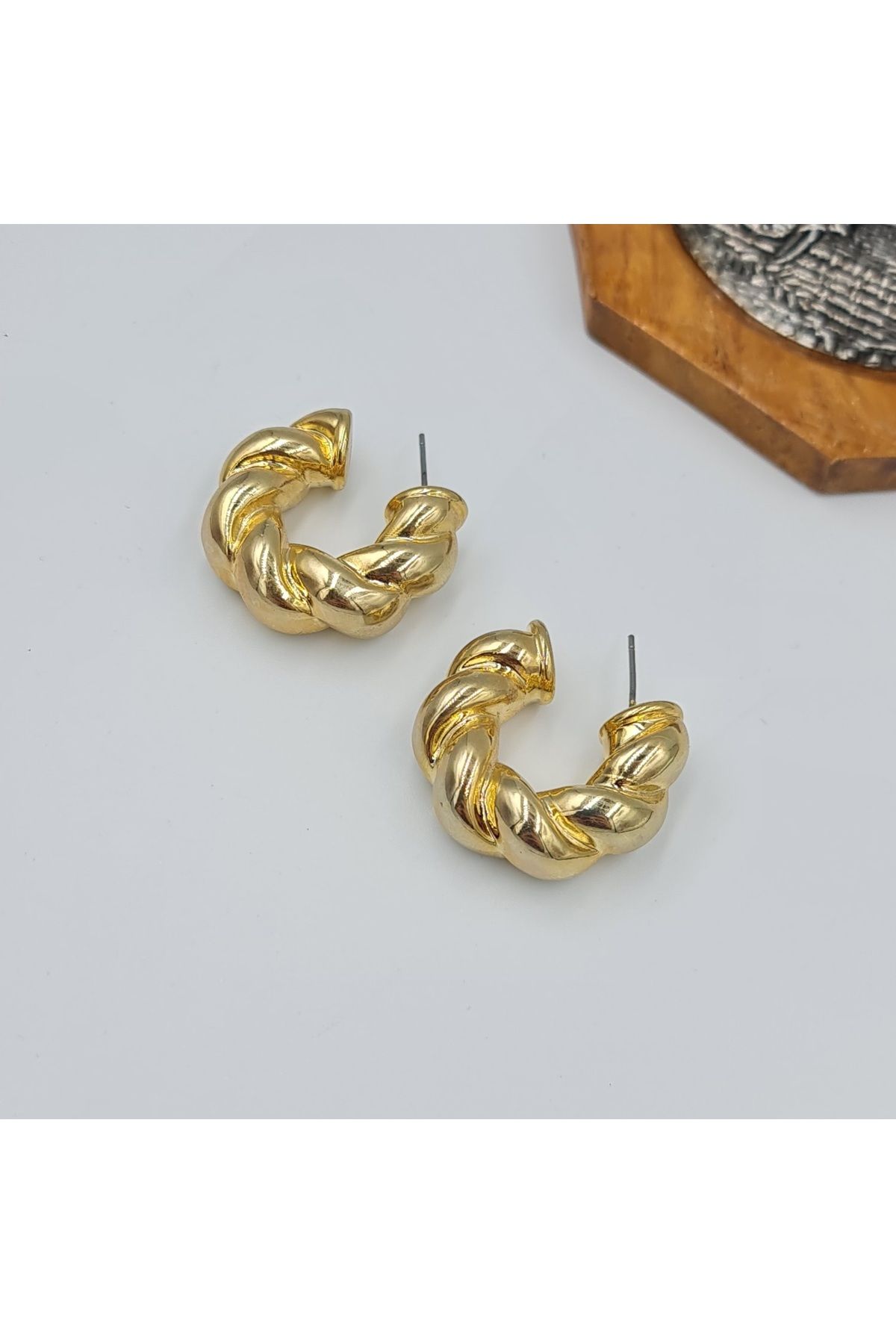 SE Jewellery Collection Selin Ersoy VIP Gold Sarmal Model Kalın Halka Küpe – Suya Dayanıklı
