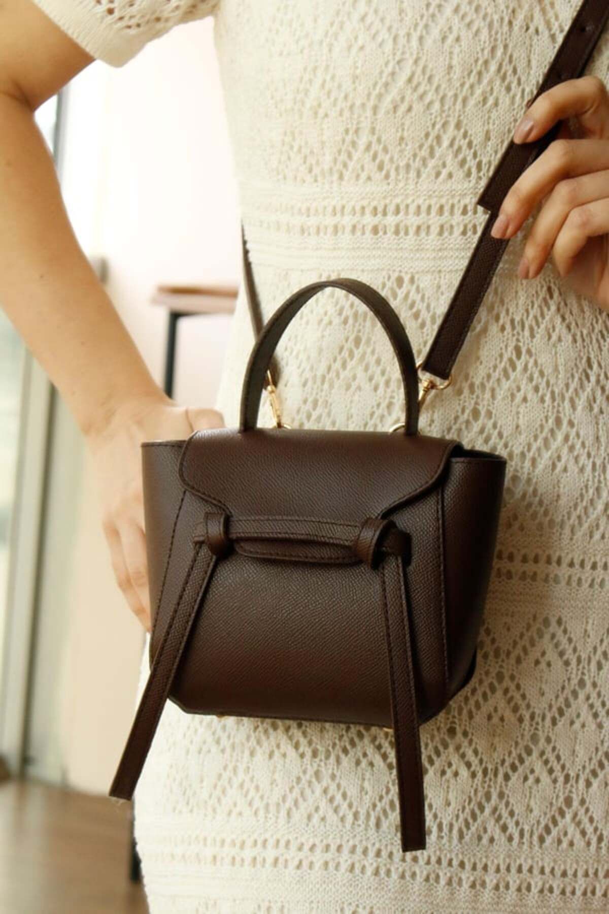 212 Kadın Düğüm Detaylı Mini Kadın El , Kol ve Omuz Çantası