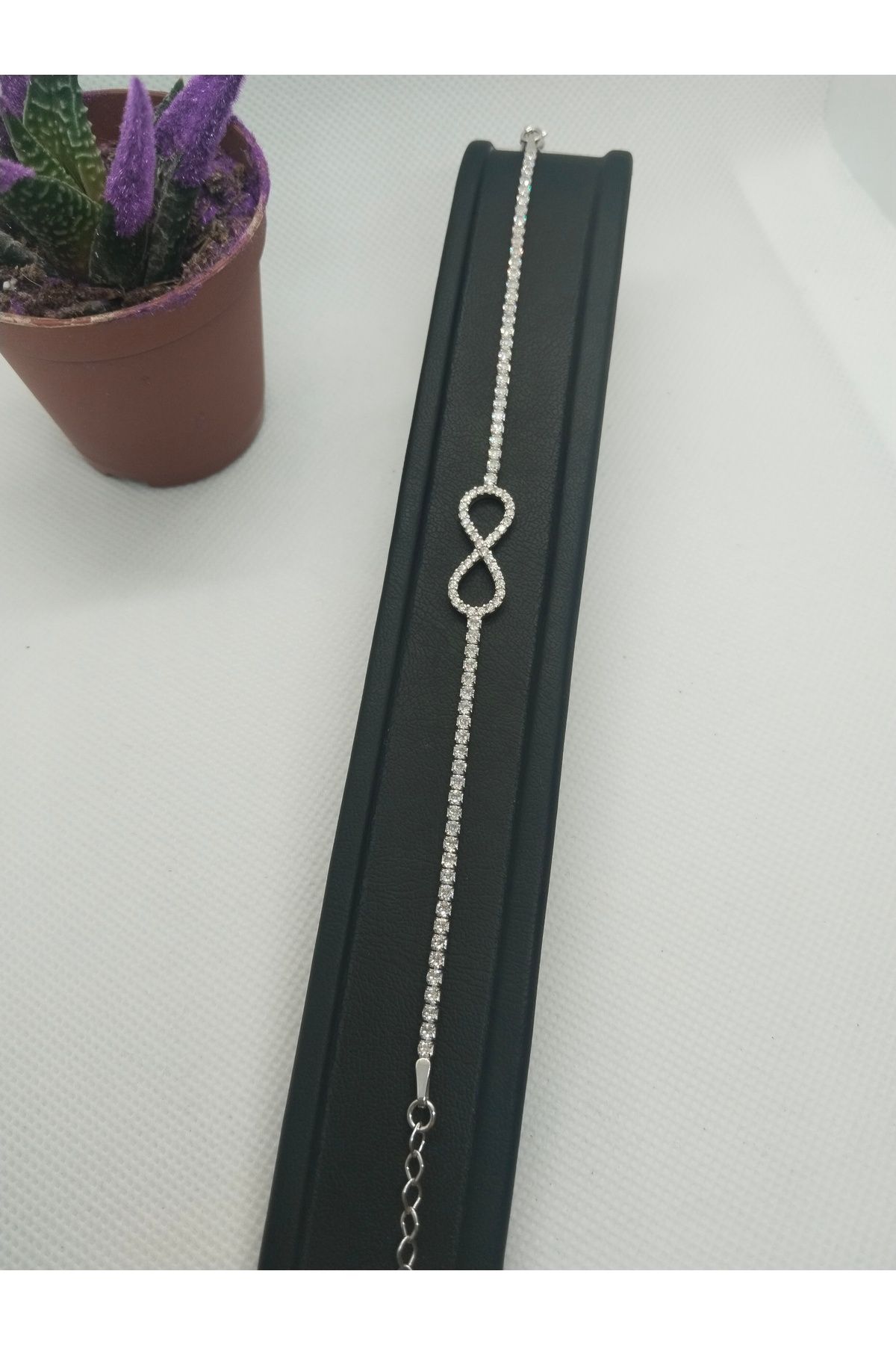 MehVa Silver 925 ayar gümüş zirkon taş rodyum kaplama sonsuzluk su yolu kadın bileklik