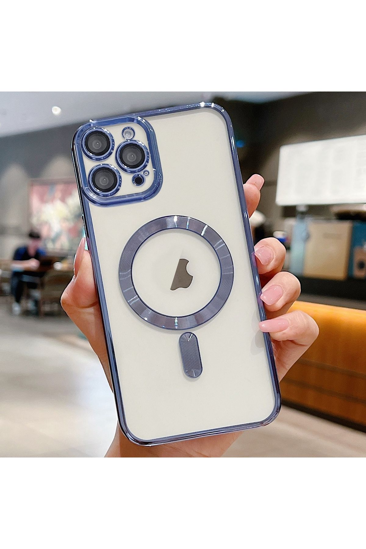 PSGT Apple ( Iphone 11 Pro ) Kılıf Magsafe Kamera Lensli Korumalı Şeffaf Silikon Kapak