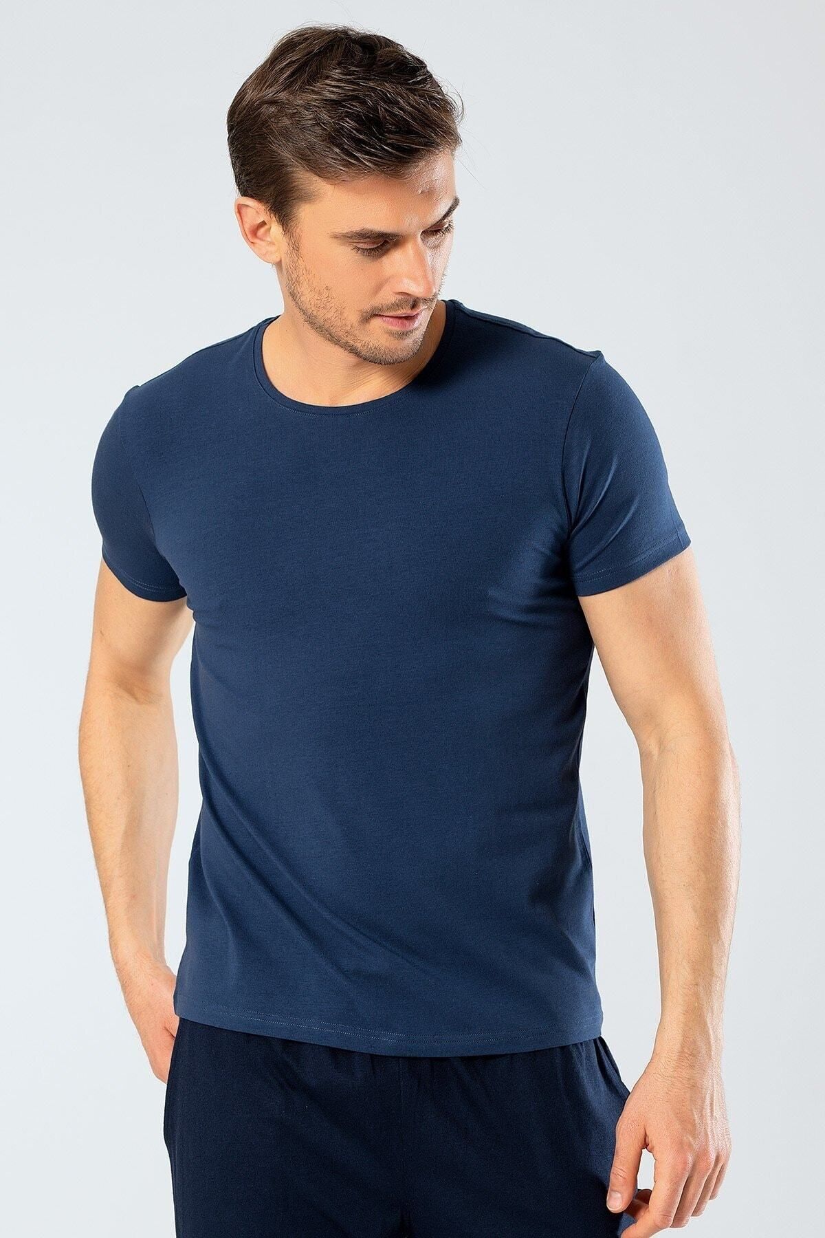 Cacharel %95 Pamuk %5 Likra Bisiklet Yaka Erkek T-shirt