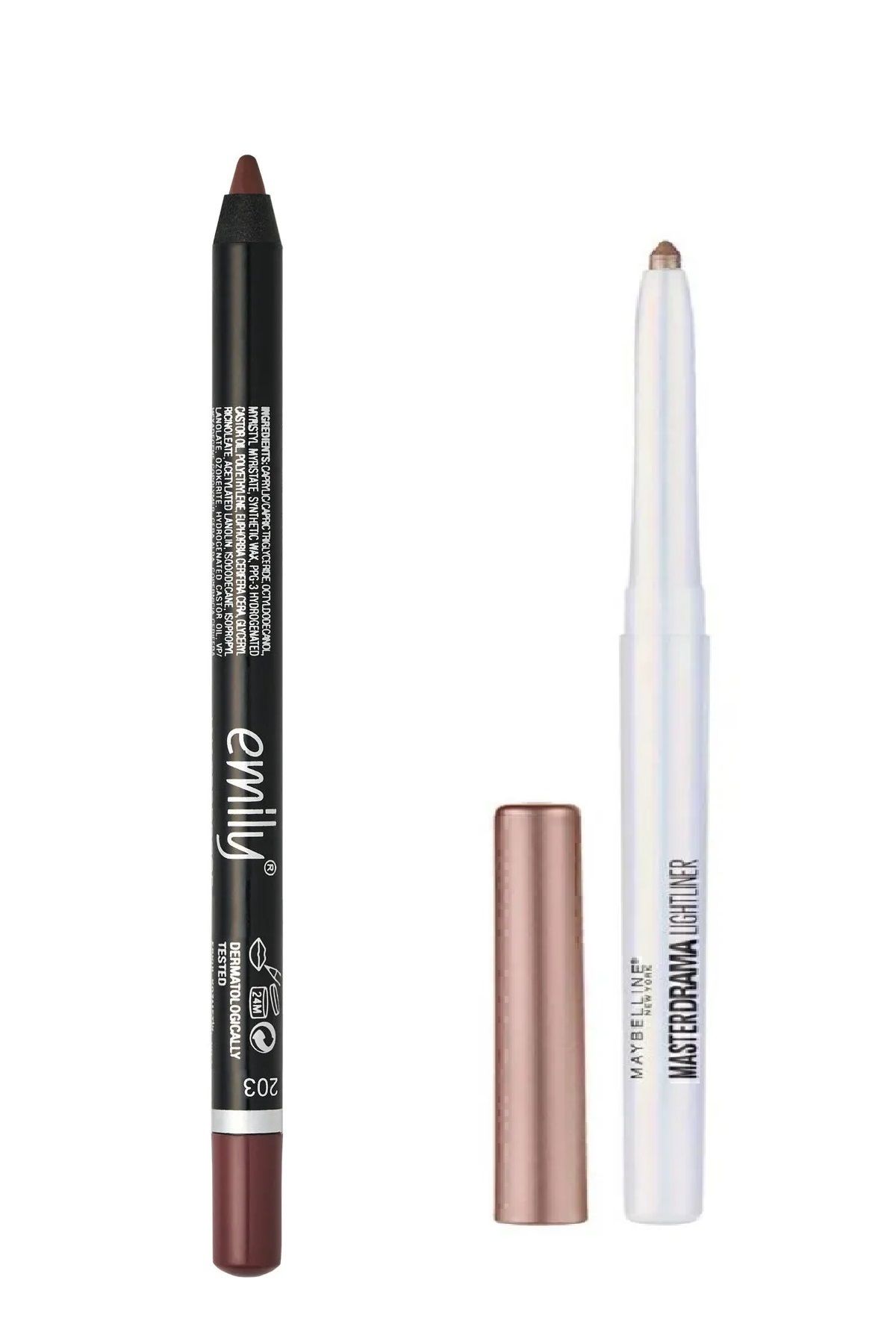 EMILY Dudak Kalemi No: 203 & Maybelline New York Master Drama Lightliner Göz Kalemi - 05 Highlight Bronze