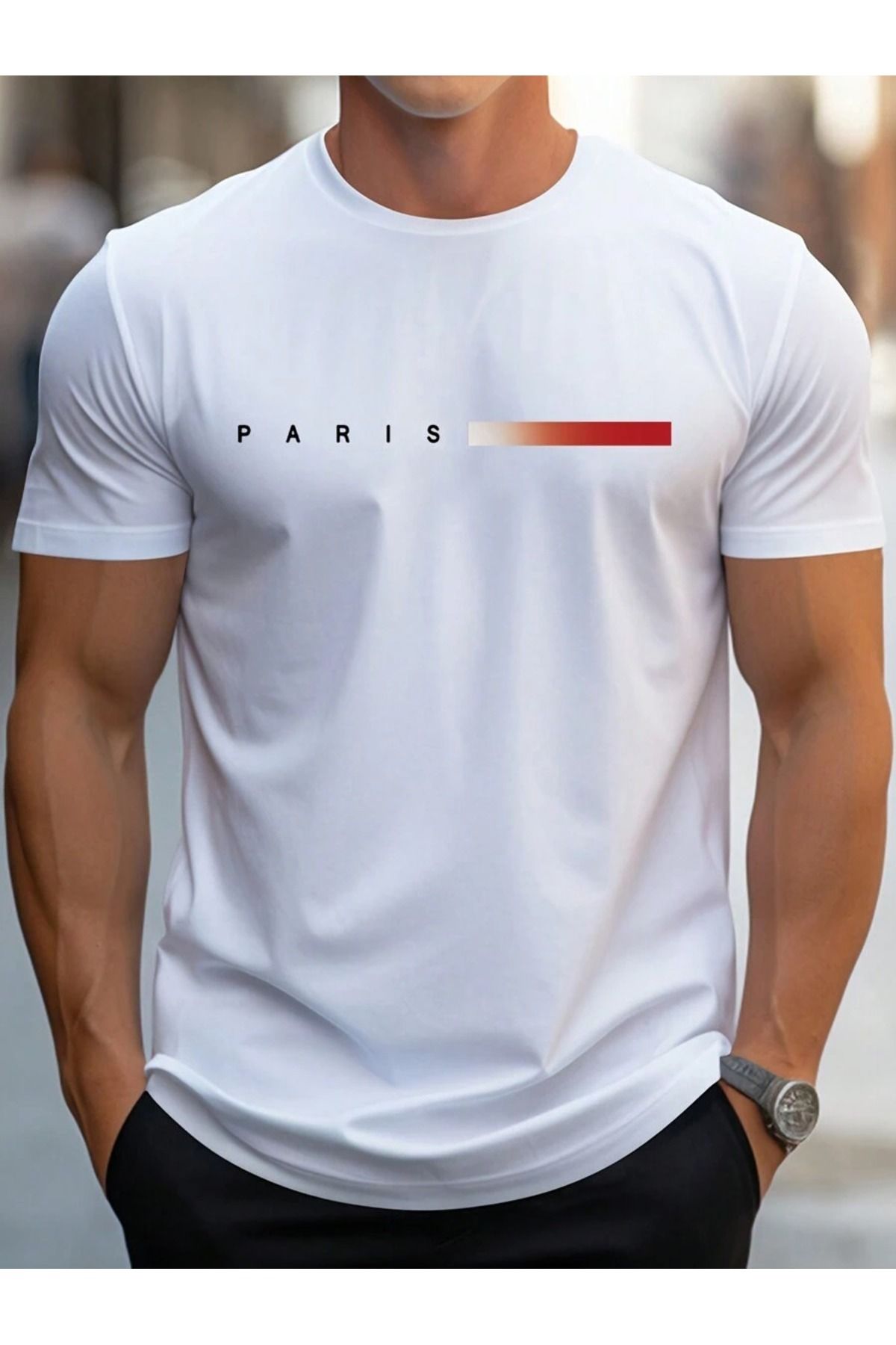 PAVRO Unisex Oversize tişört Paris Baskılı T-shirt