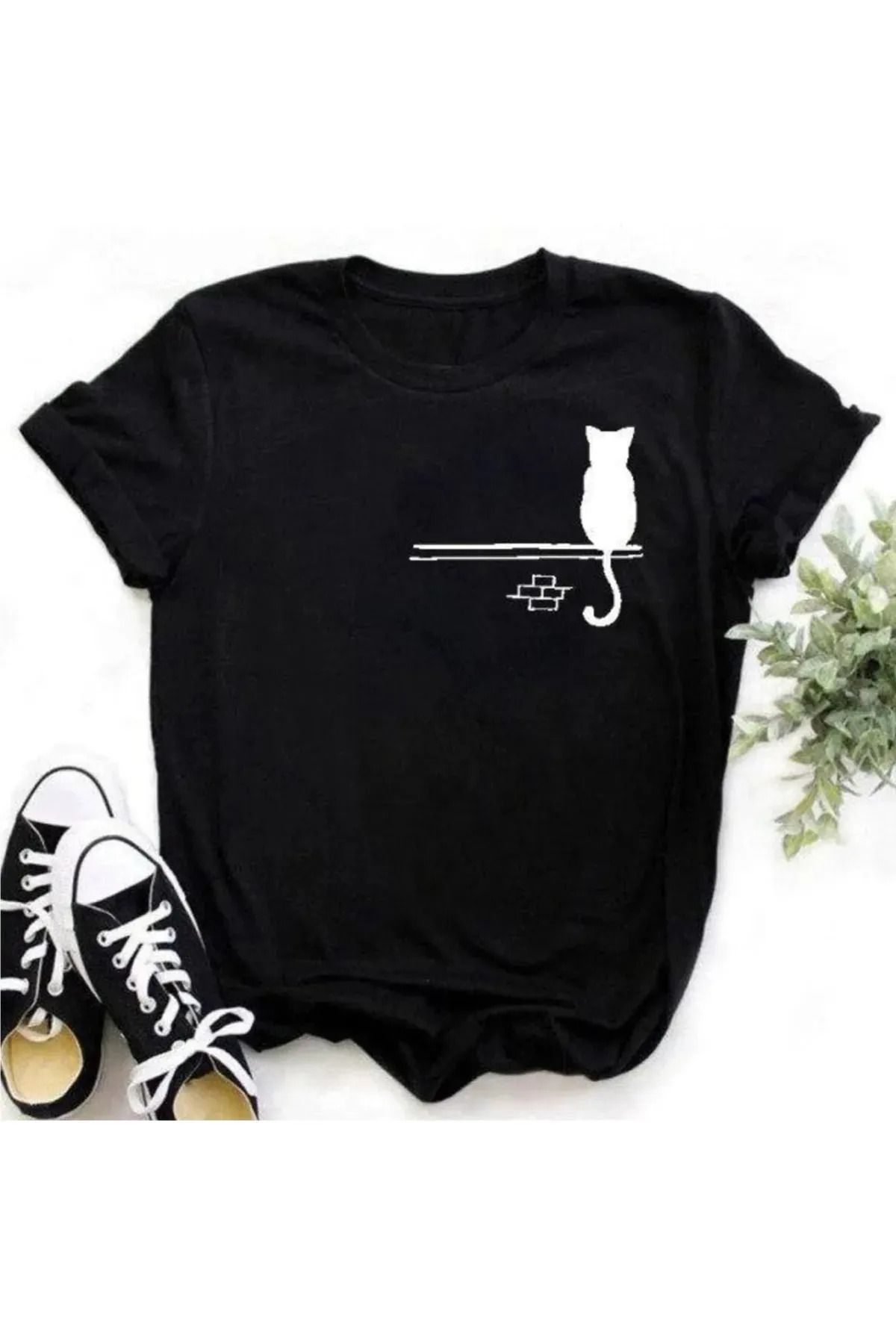 FeaR LeeS Kedi Desenli Kadın T-shirt