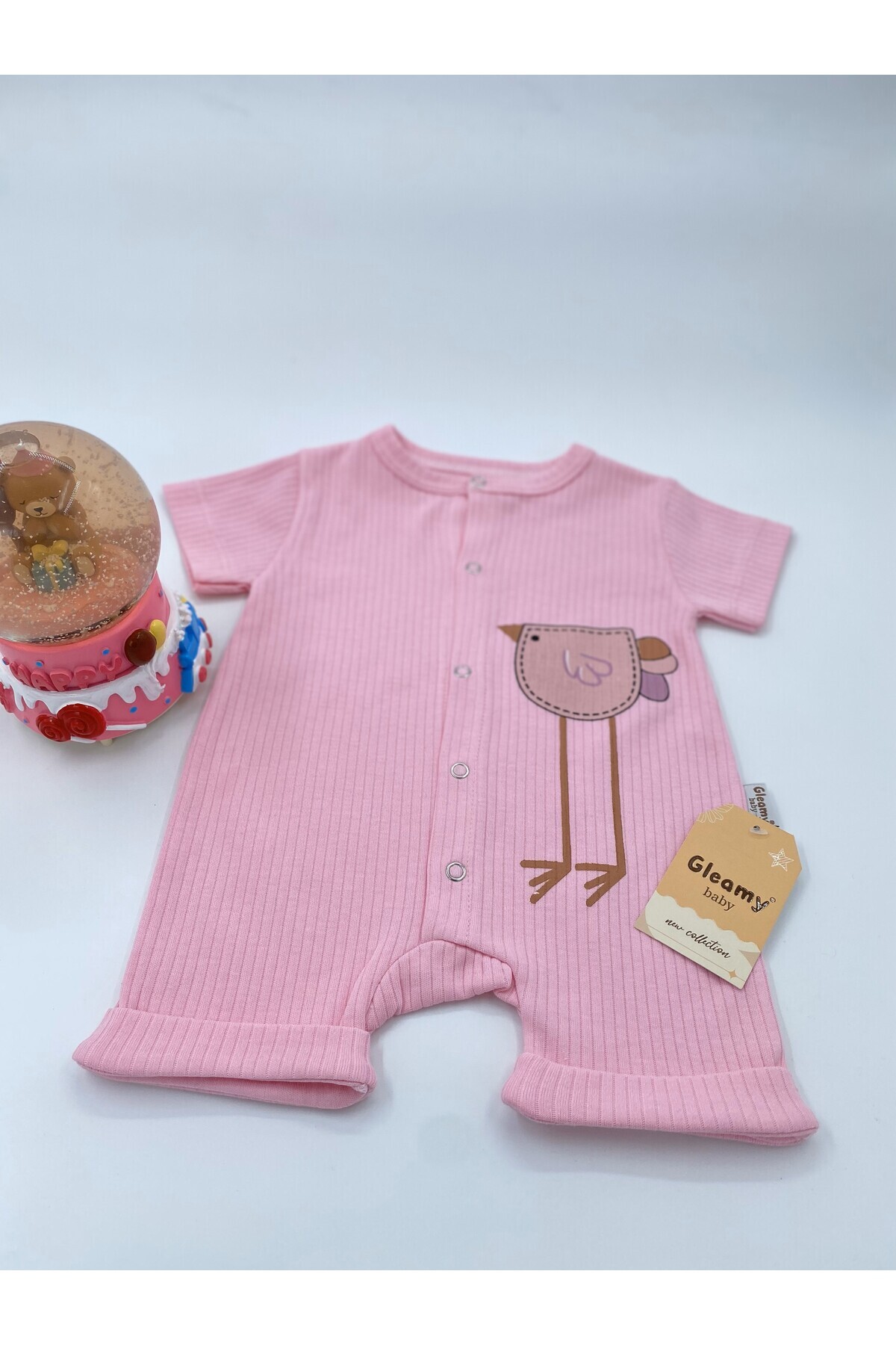 Gleamy FINDIK BEBE KIDS KUŞ DESEN ÇITÇITLI KISA KOLLU ŞORT TULUM(ZIBIN) fotoğrafı 2 (önizleme)