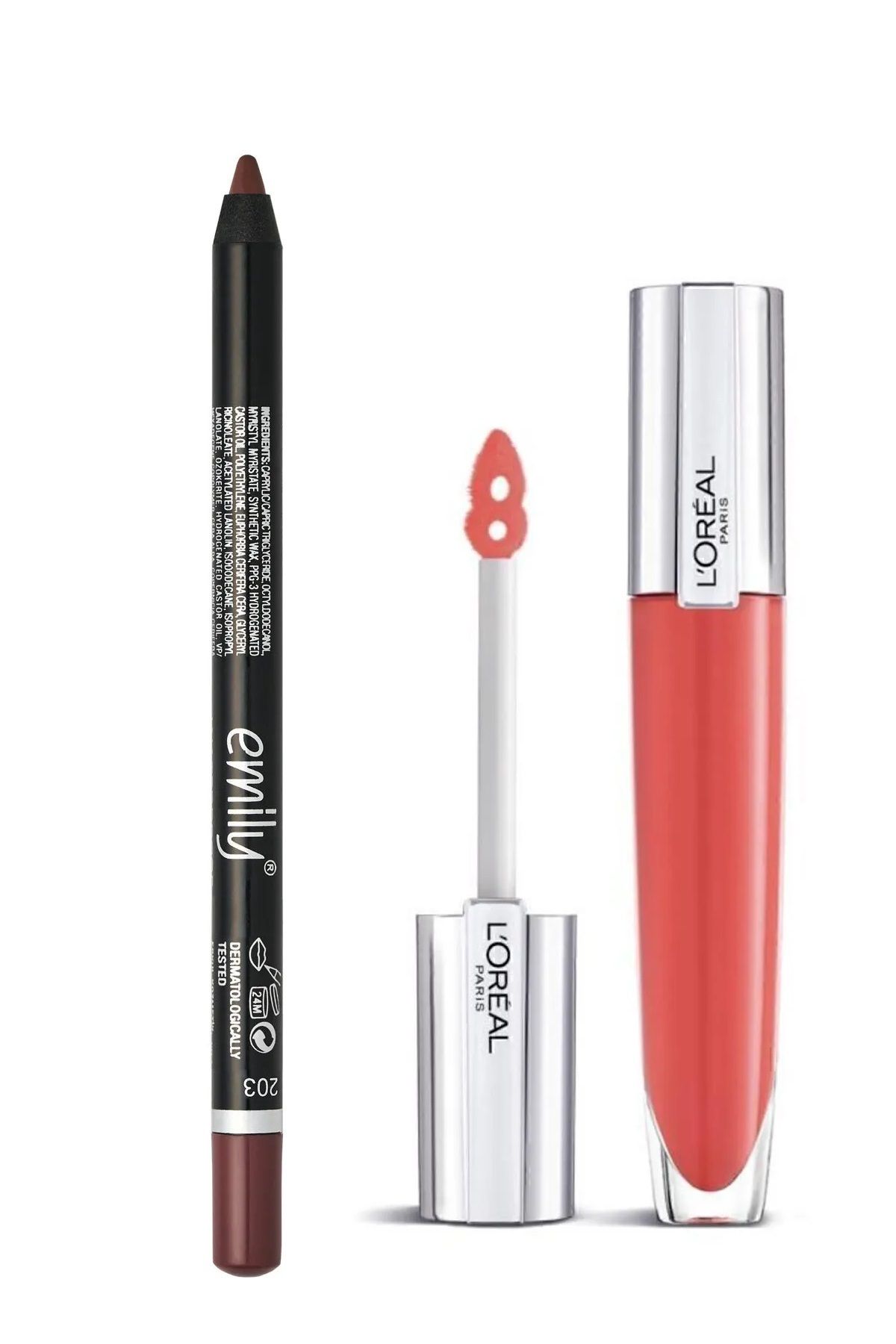 EMILY Dudak Kalemi No: 203 & Glow Paradise Balm In Gloss - Işıltı Veren Parlatıcı 410 Inflate