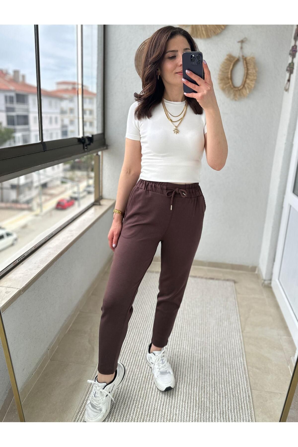 TUNAM BUTİK MODAL KUMAŞ YIRTMAÇLI PANTOLON PAÇA EŞOFMAN ALT