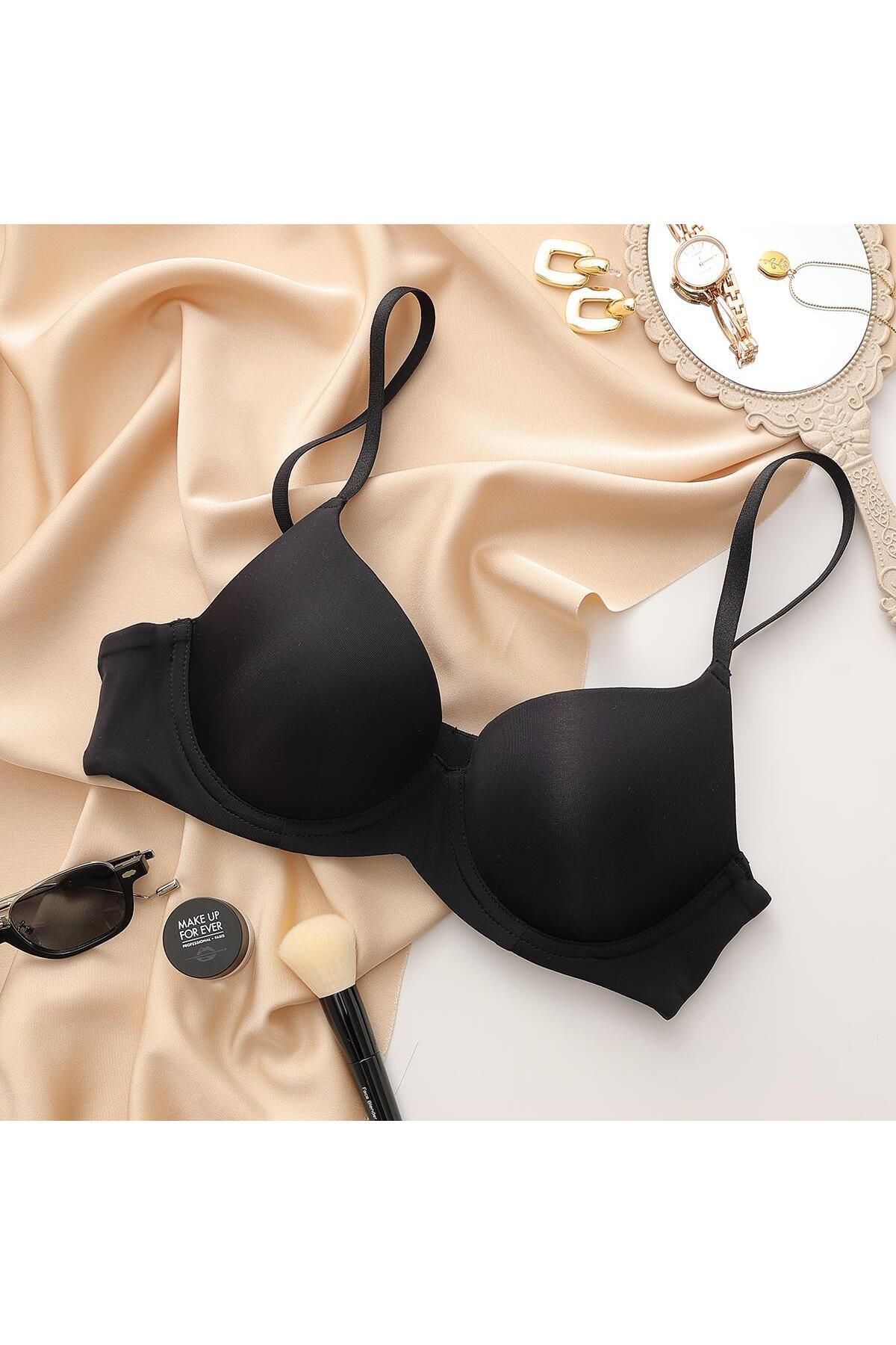 SADE Push Up Sütyen Toparlayıcı 3'lü Set Siyah Beyaz Ten Mono B Kap Sütyen