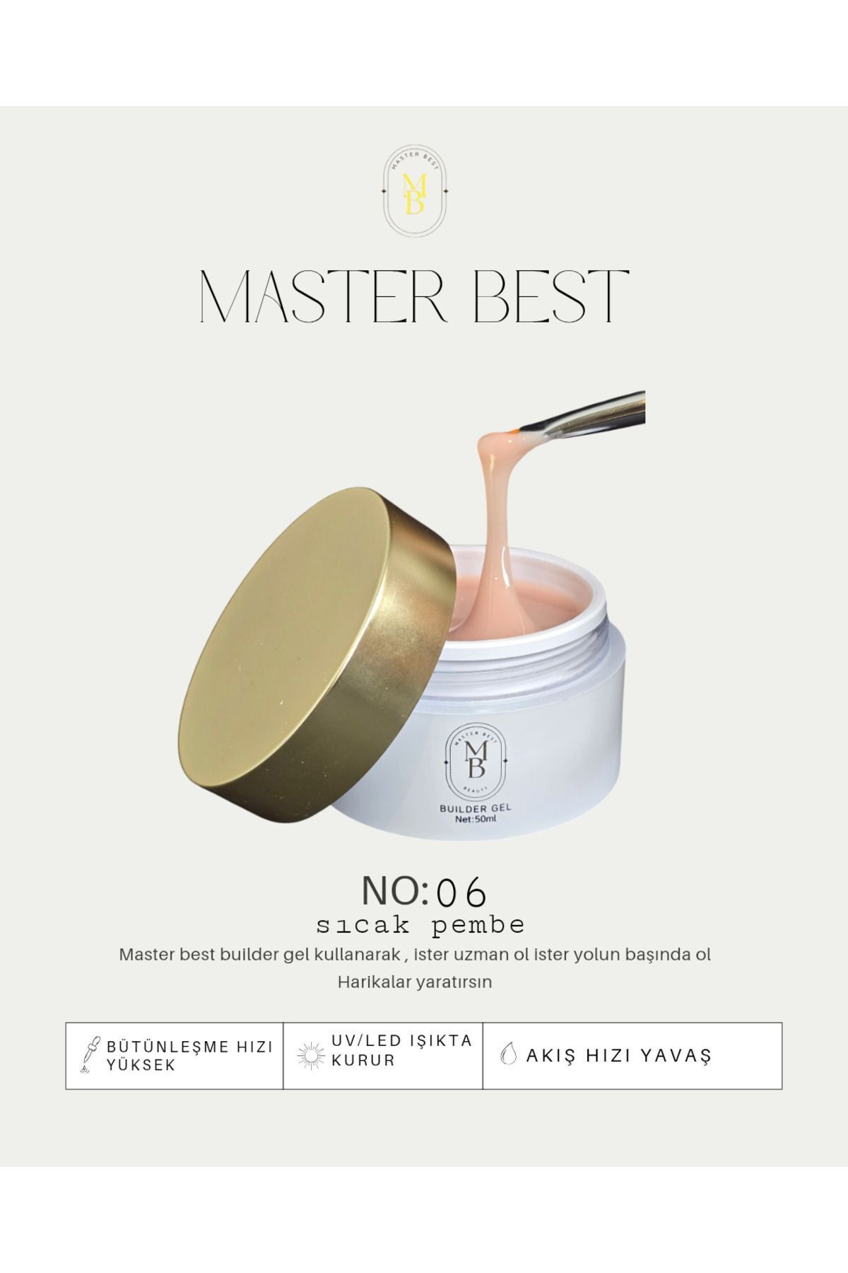 Master Best Gel 50ml Protez Tırnak Jeli Builder Gel Sıcak Pembe