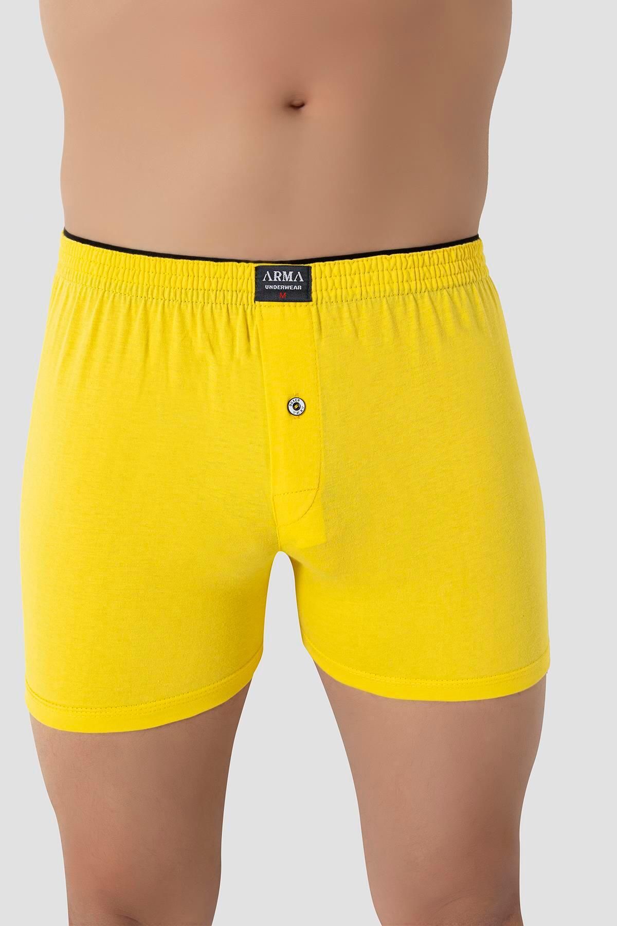 Arma Yıldız-Men's Yellow Boxers - Pack of 3 100% Cotton Combed Cotton 3